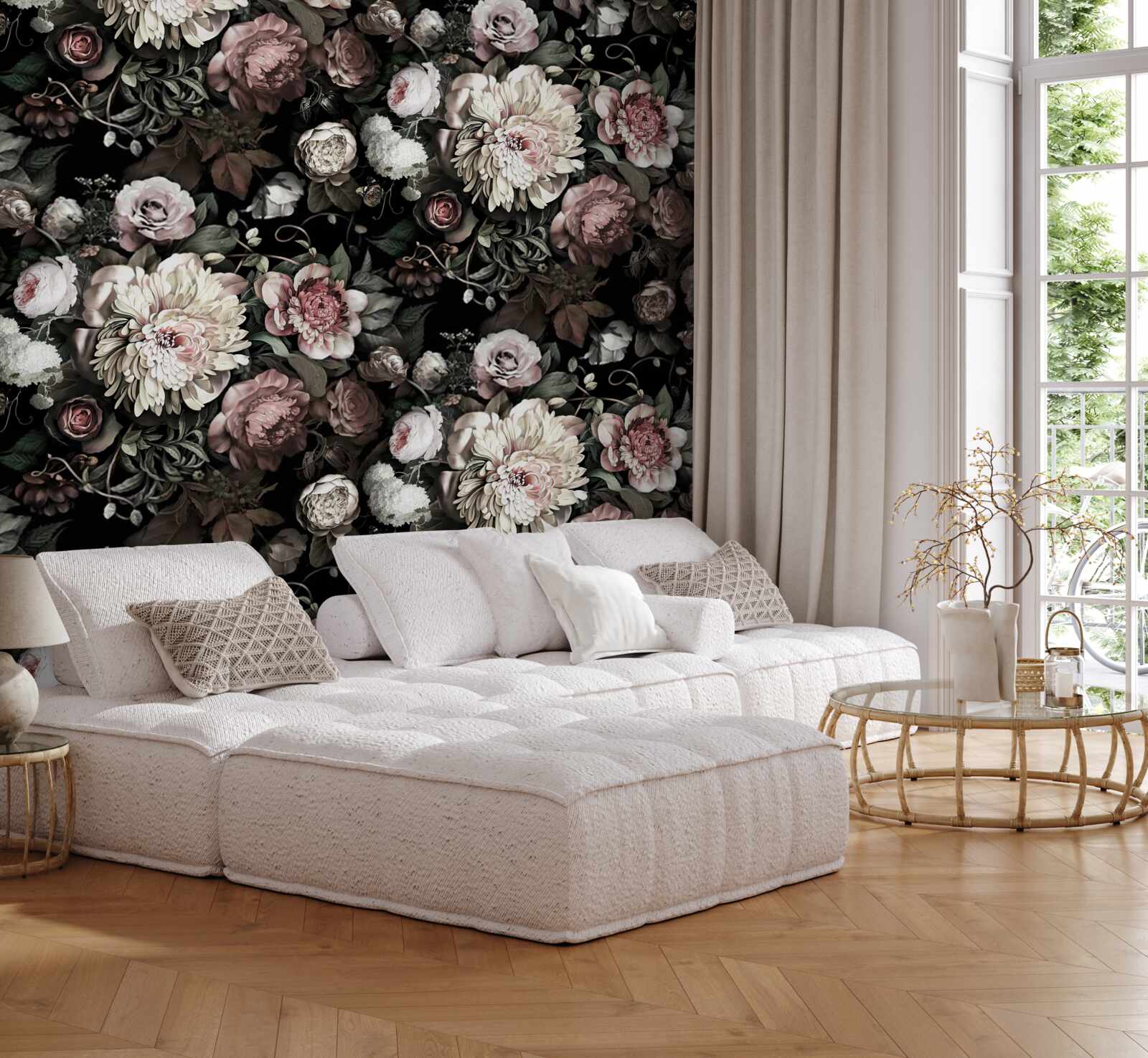 Fototapet compoziție de tonuri florale ușoare