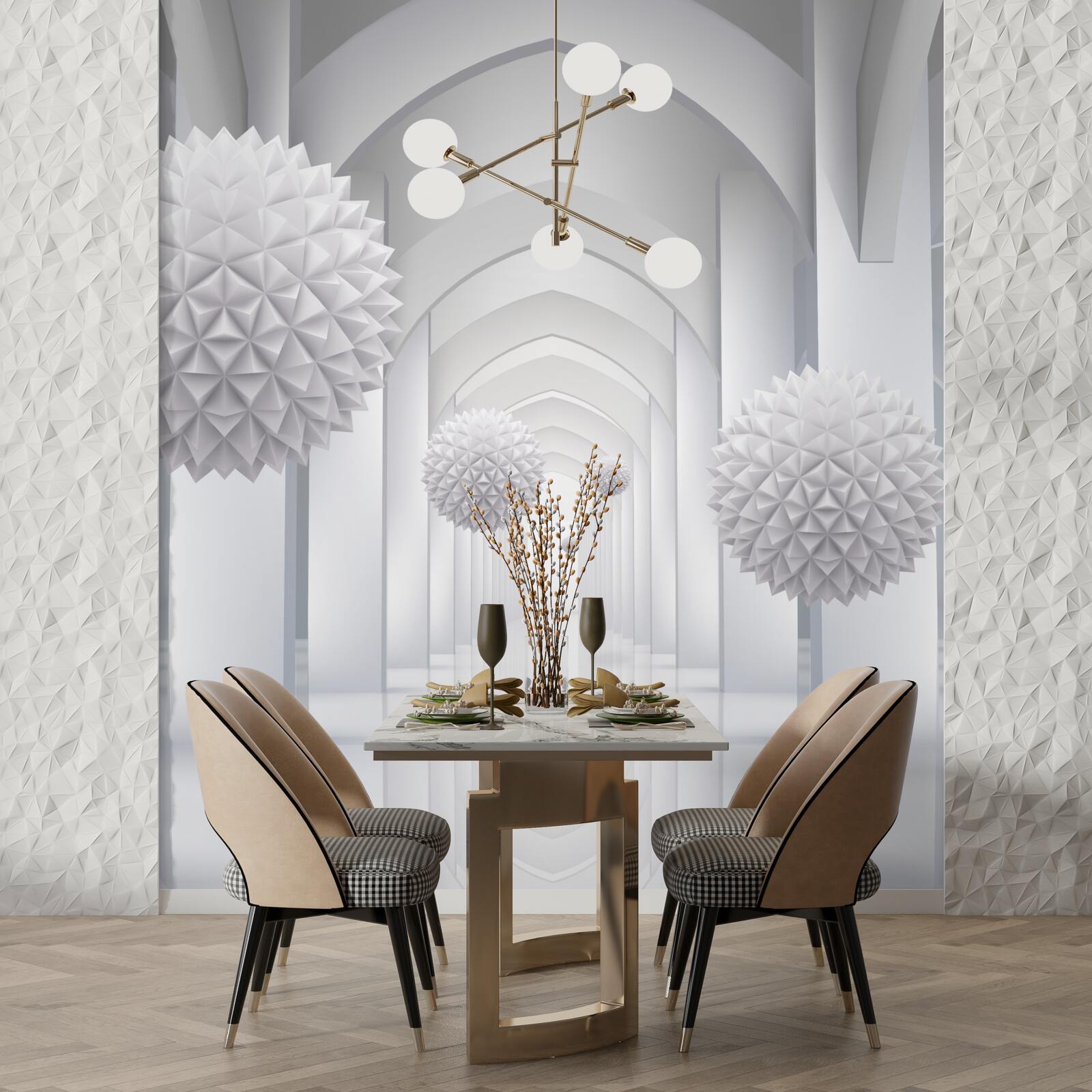 Fototapet Arce în stil gotic și baloane care se înalță pe cer