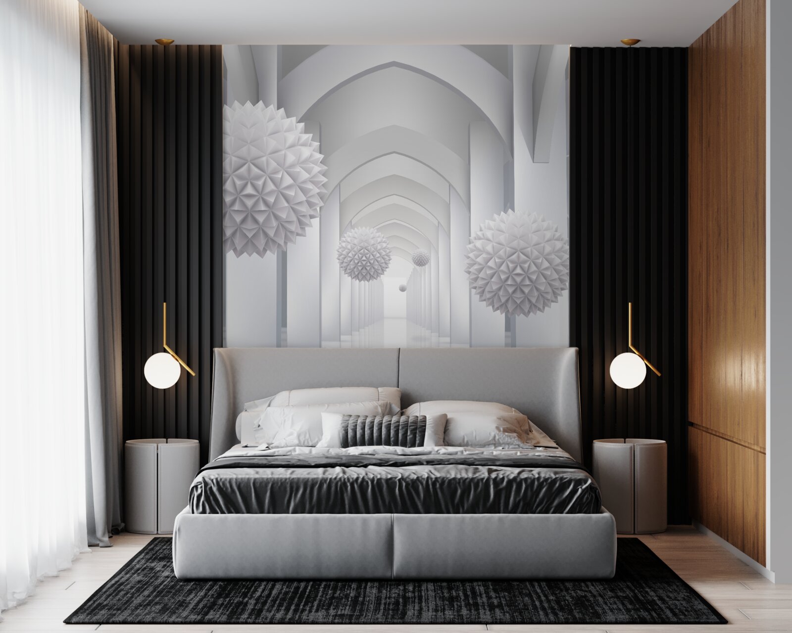 Fototapet Arce în stil gotic și baloane care se înalță pe cer