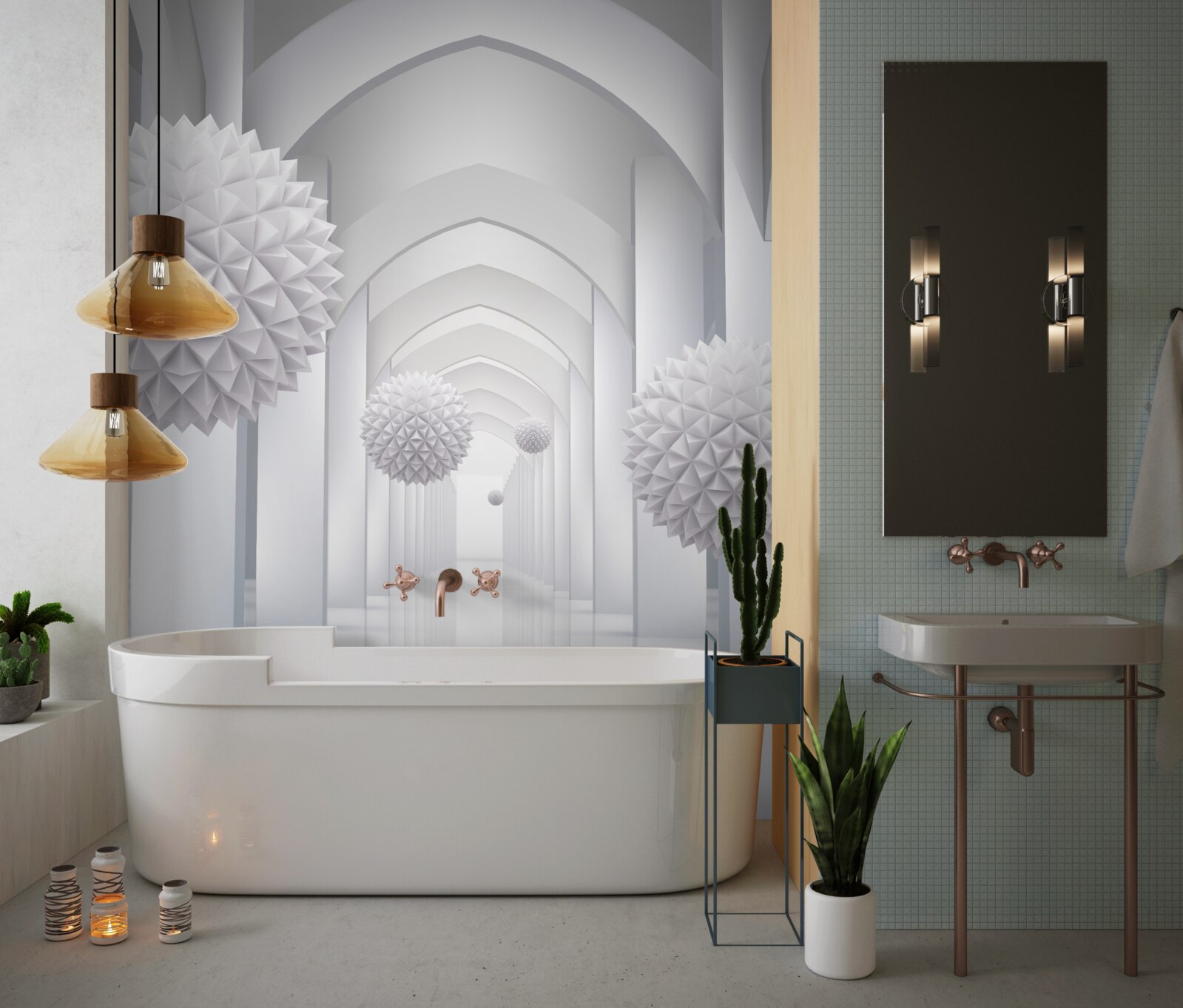 Fototapet Arce în stil gotic și baloane care se înalță pe cer