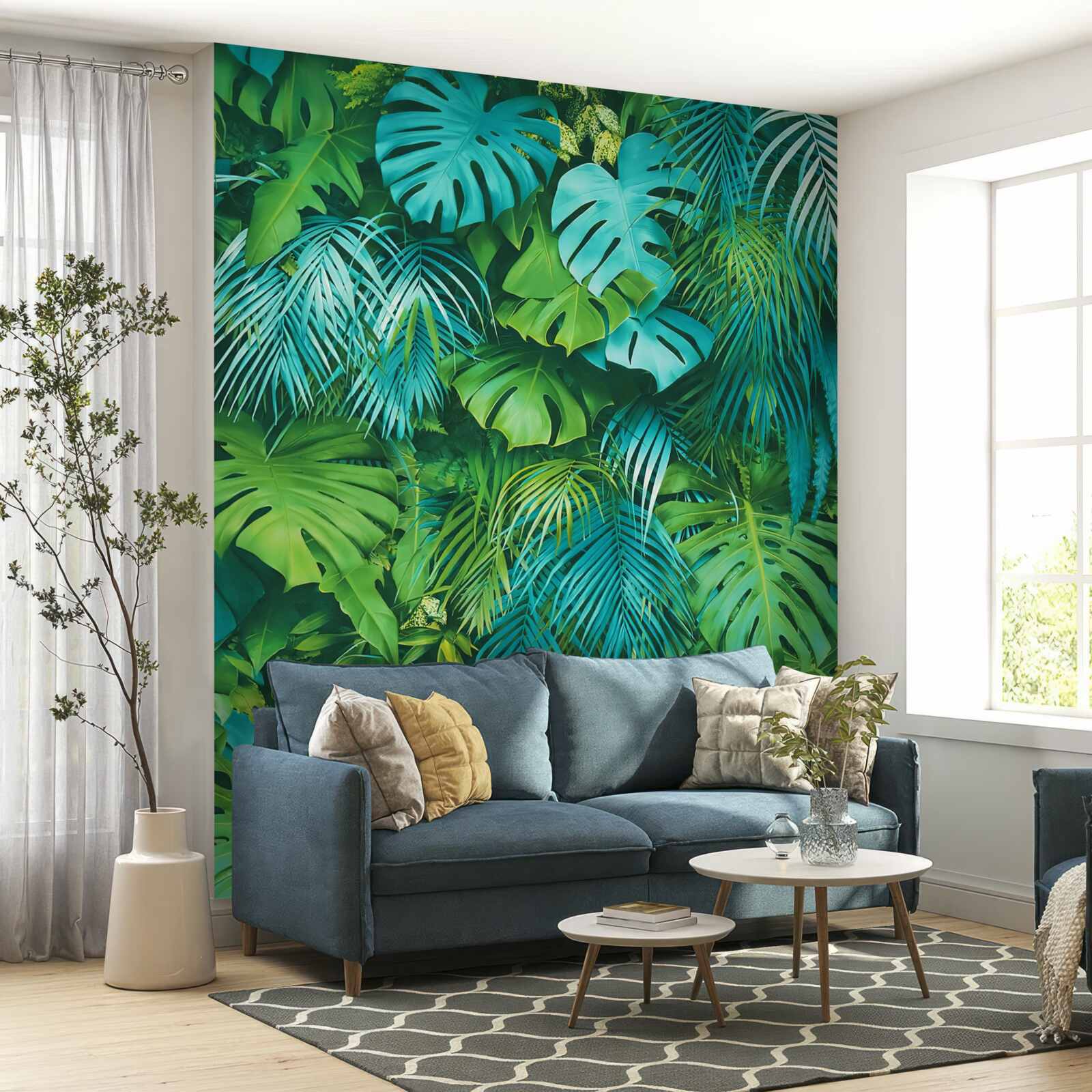 Fototapet un caleidoscop încântător de frunze verzi tropicale