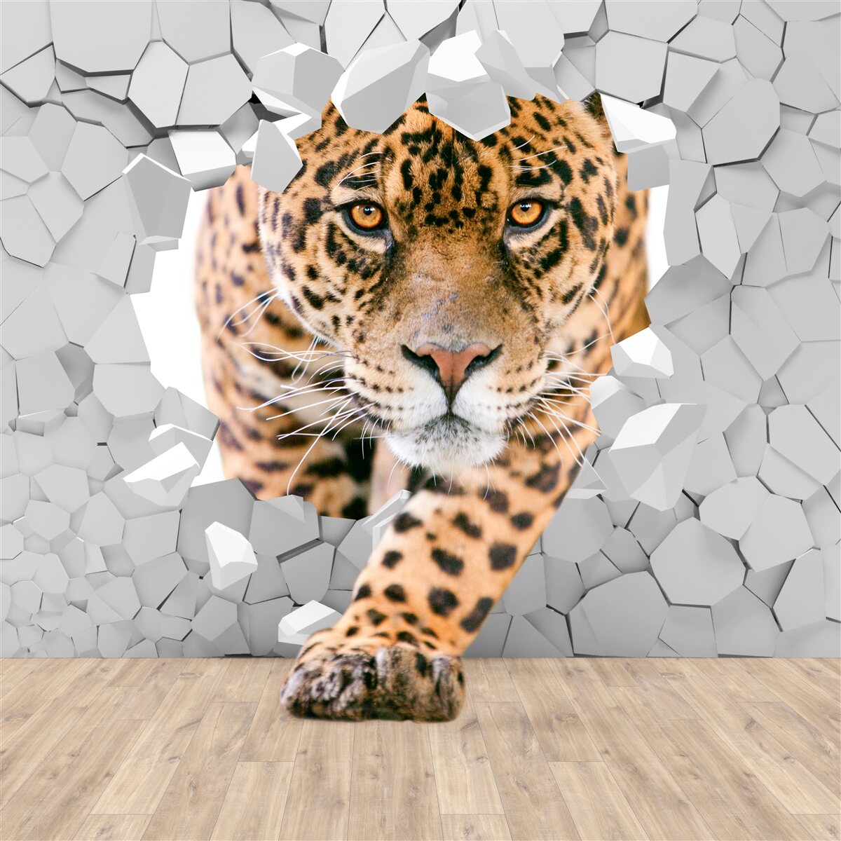Fototapet leopardul pătrunde în perete