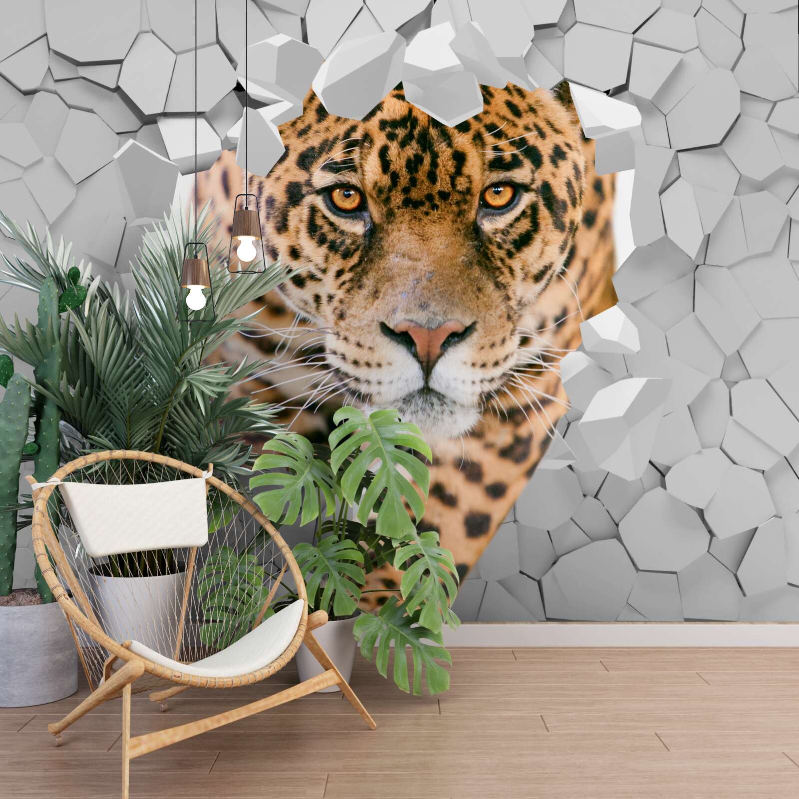 Fototapet leopardul pătrunde în perete