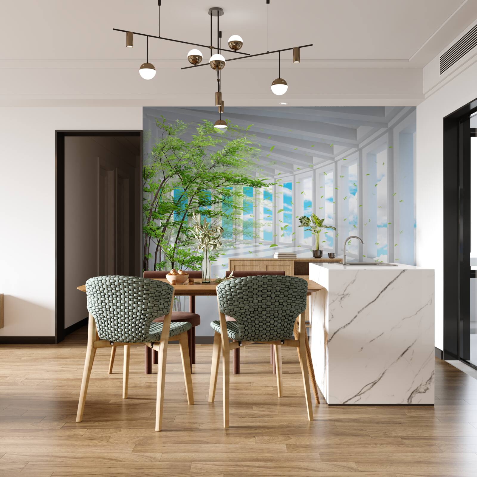 Fototapet terasă uluitoare luminată de soare