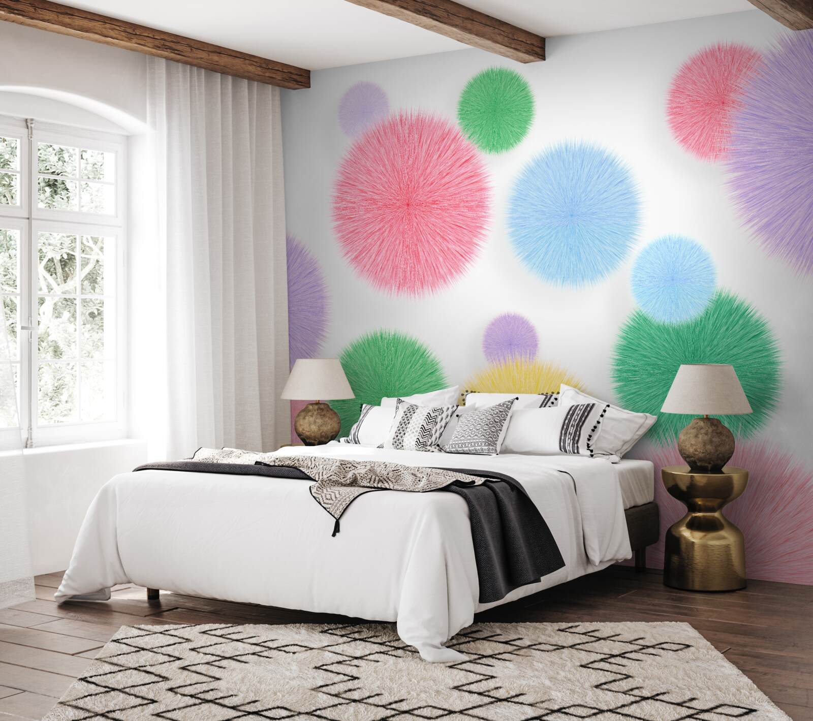 Fototapet cercuri colorate pe un fundal deschis