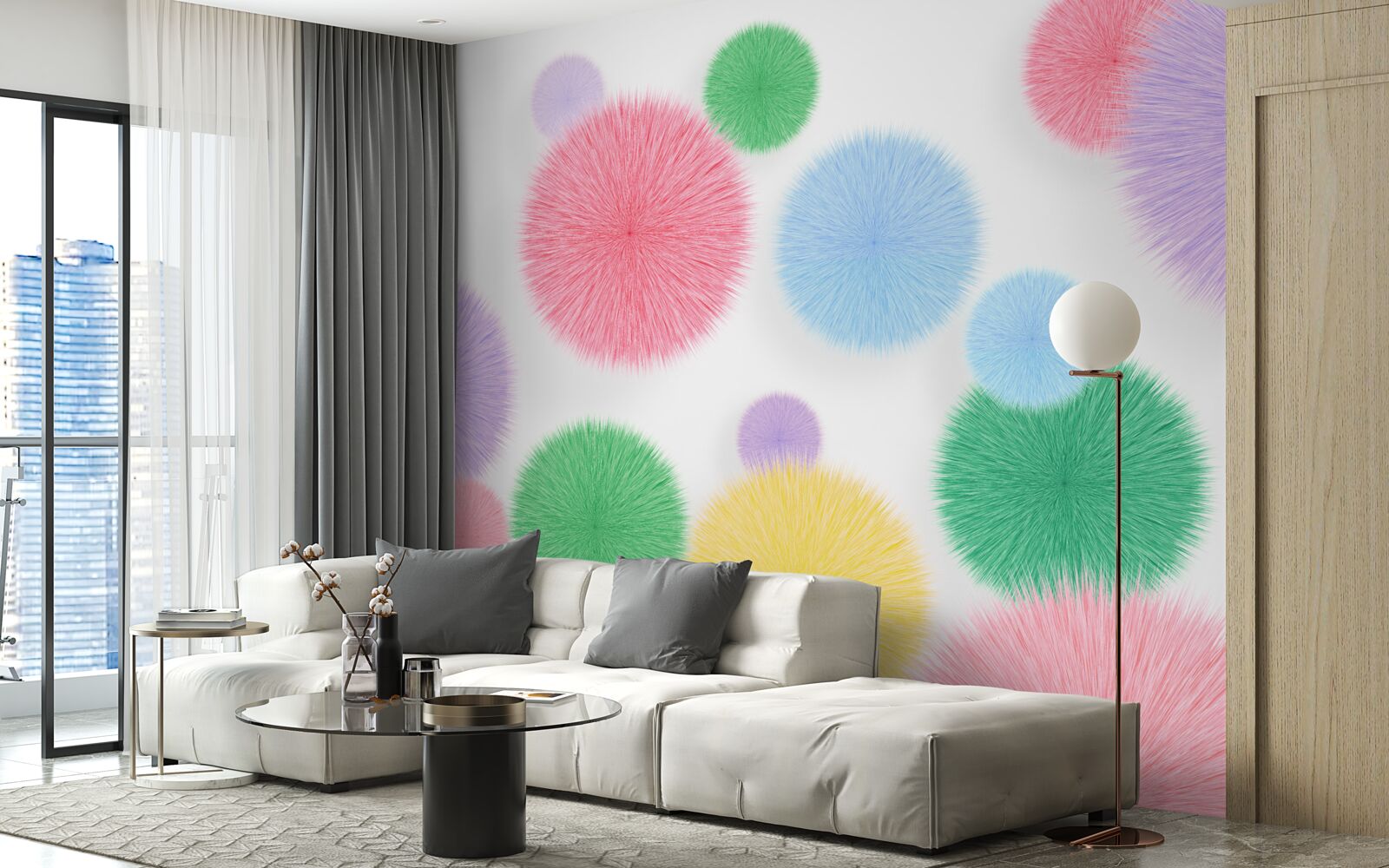 Fototapet cercuri colorate pe un fundal deschis