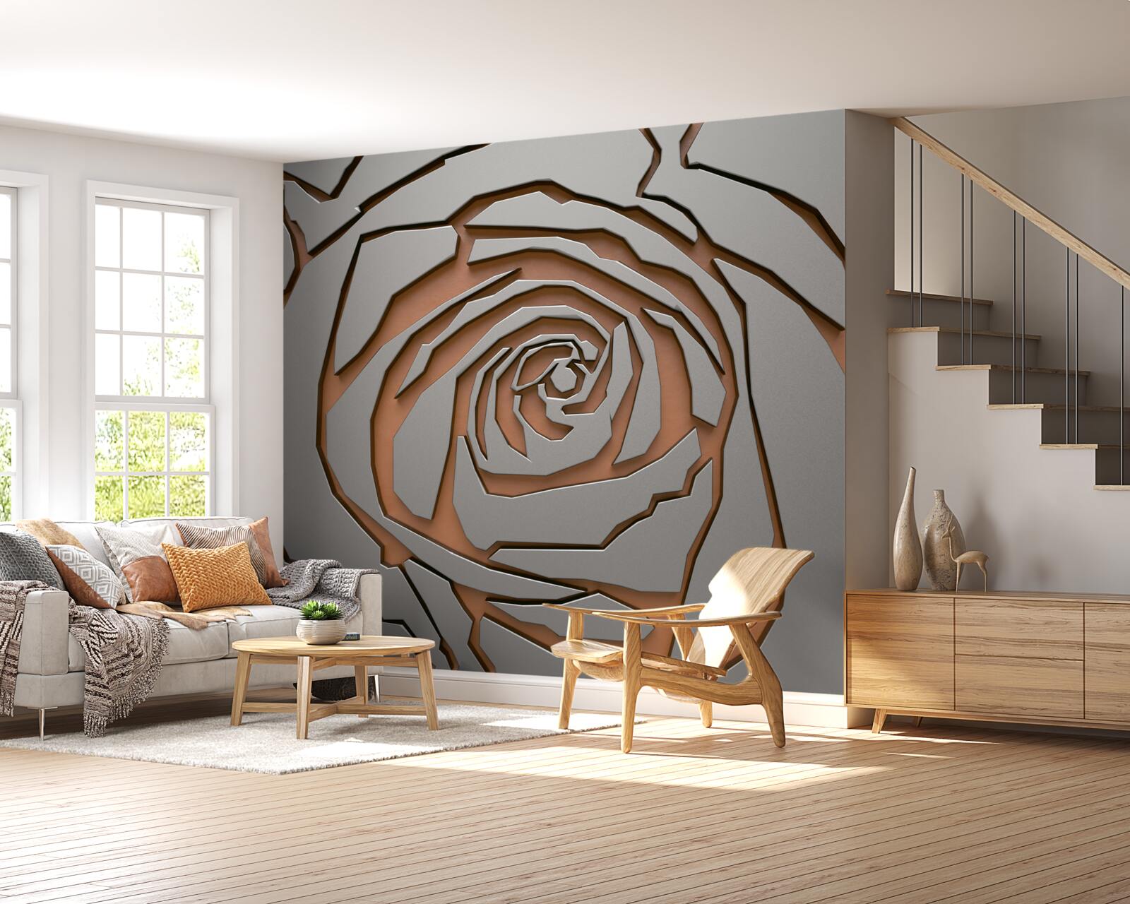 Fototapet trandafir gri din oțel