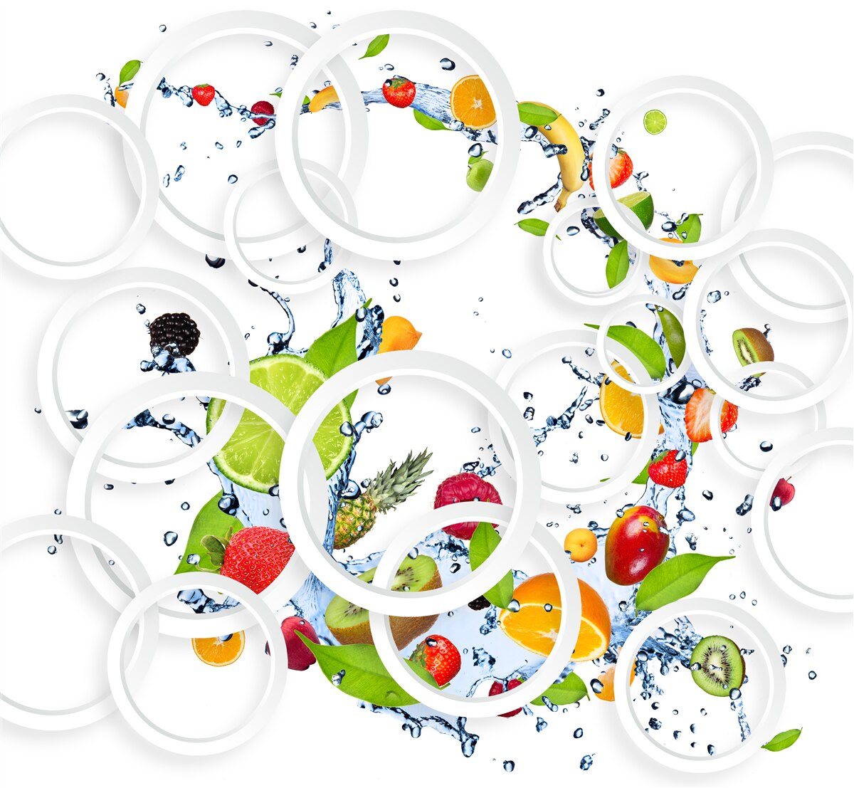 Fototapet fructele și boabele sunt saturate cu umiditate