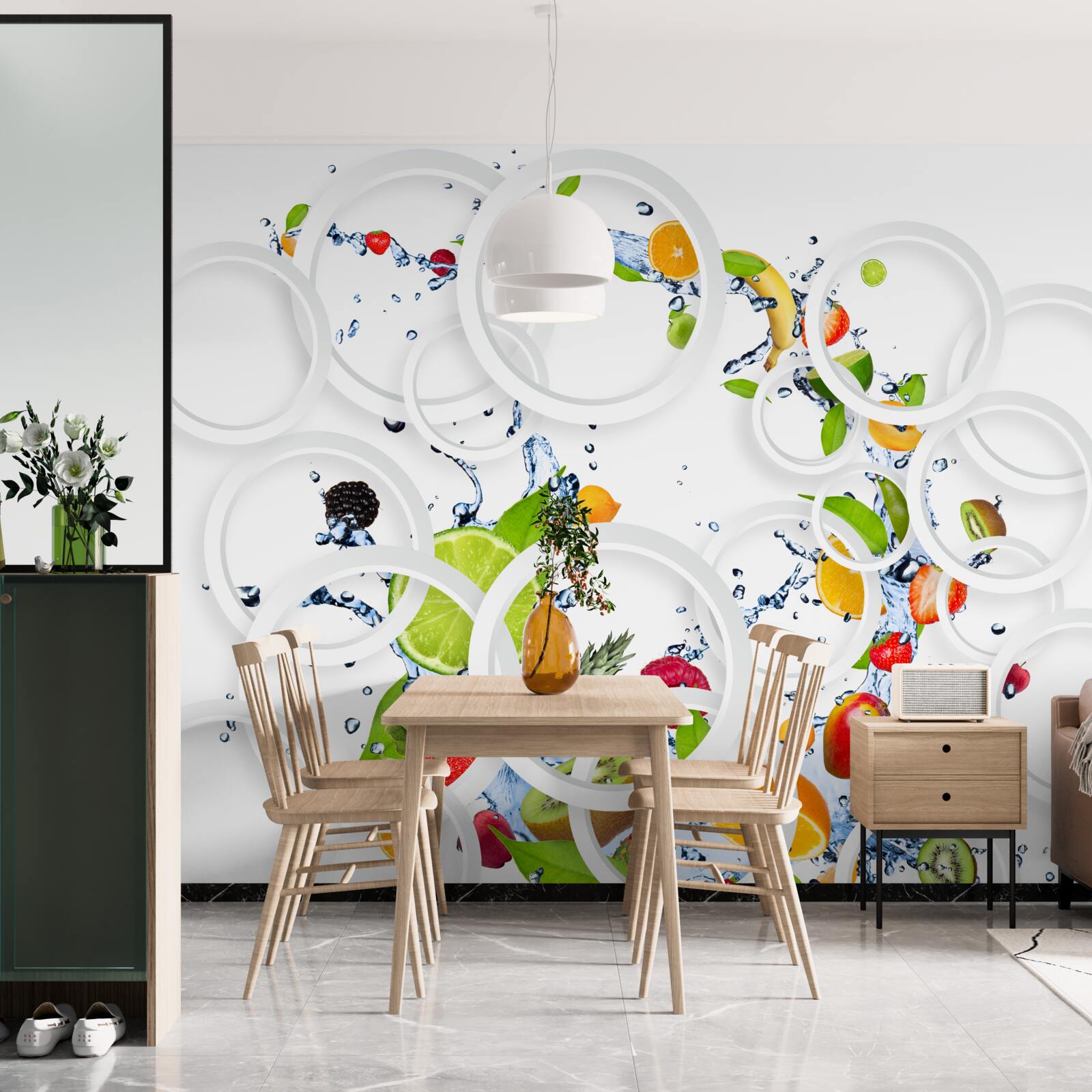 Fototapet fructele și boabele sunt saturate cu umiditate