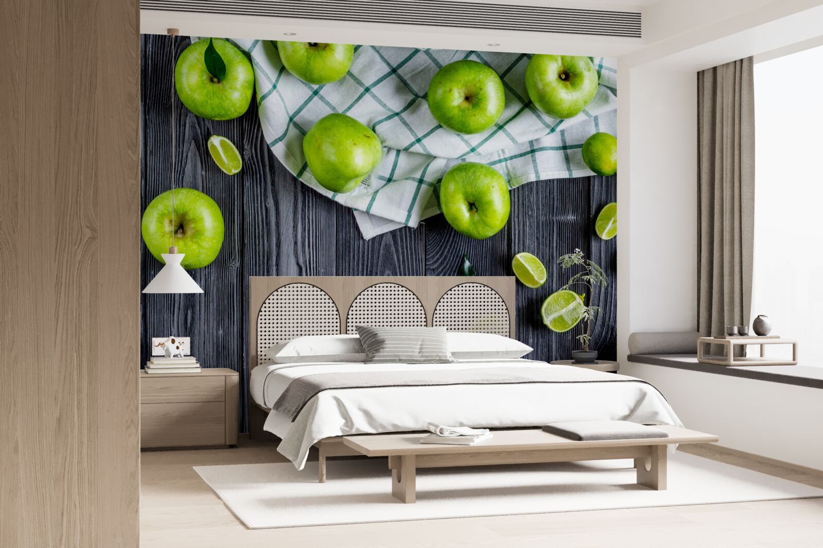 Fototapet lămâile și merele verzi sunt pe masă