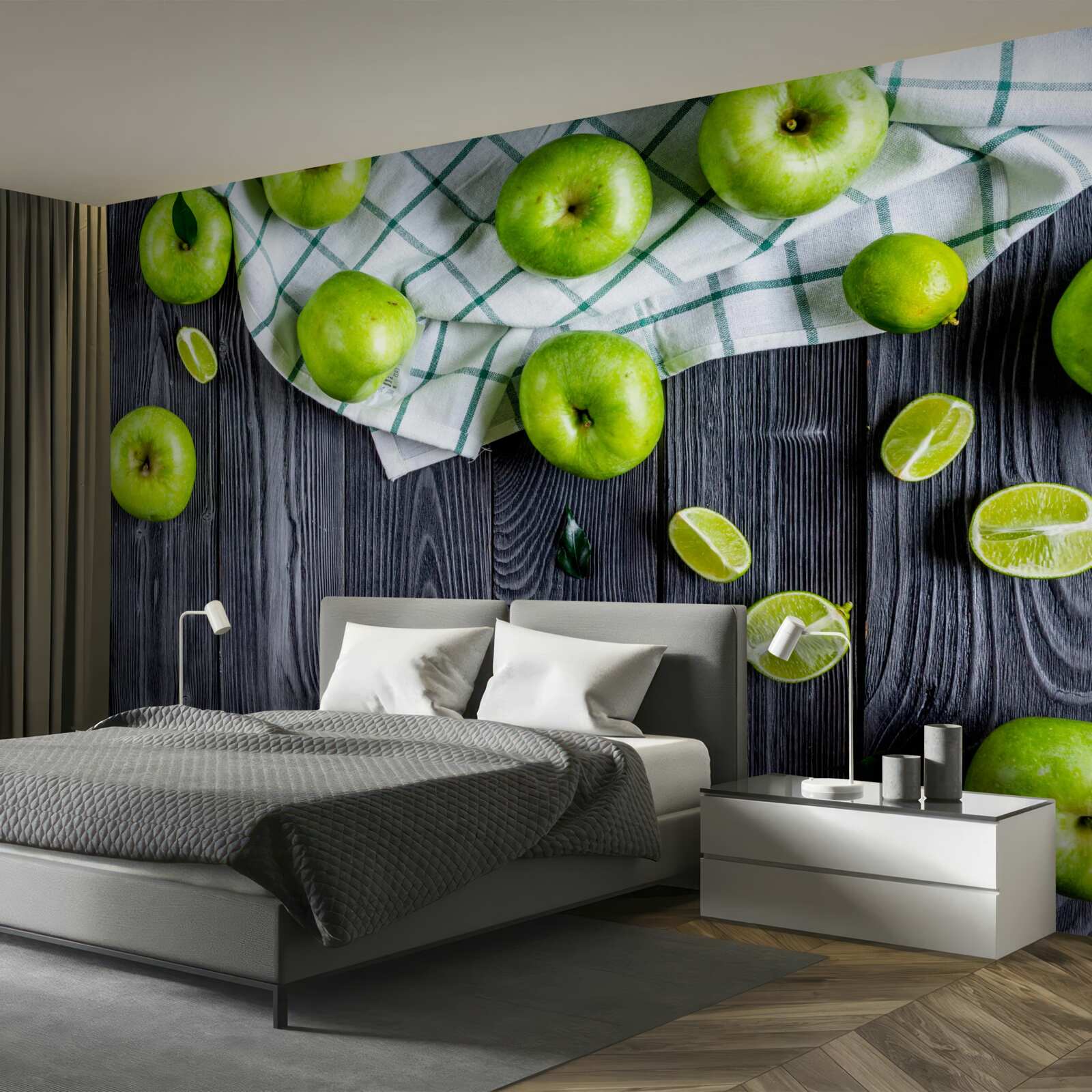 Fototapet lămâile și merele verzi sunt pe masă