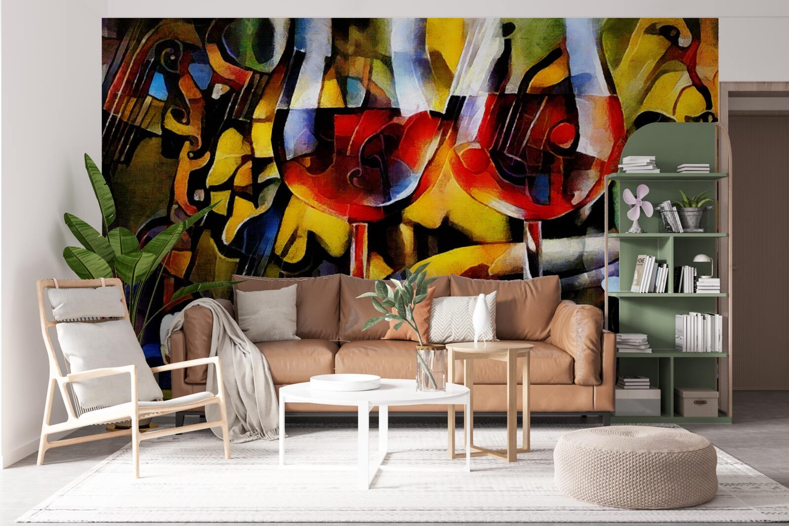 Fototapet motiv de vin în stil cubist