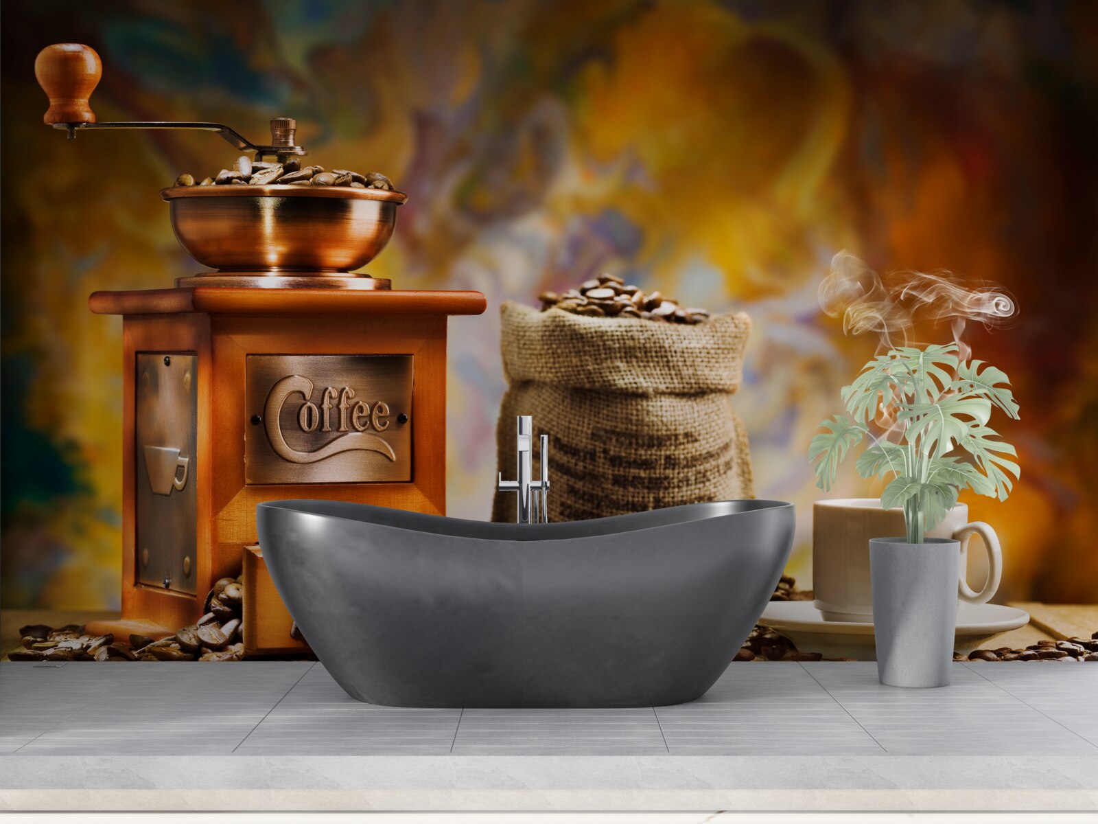 Fototapet procedura de preparare a băuturilor pe bază de cafea