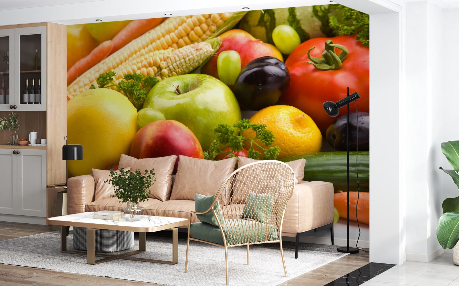 Fototapet fructe și legume aranjate