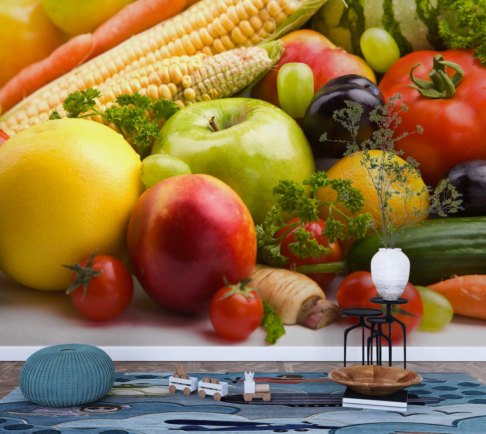 Fototapet fructe și legume aranjate