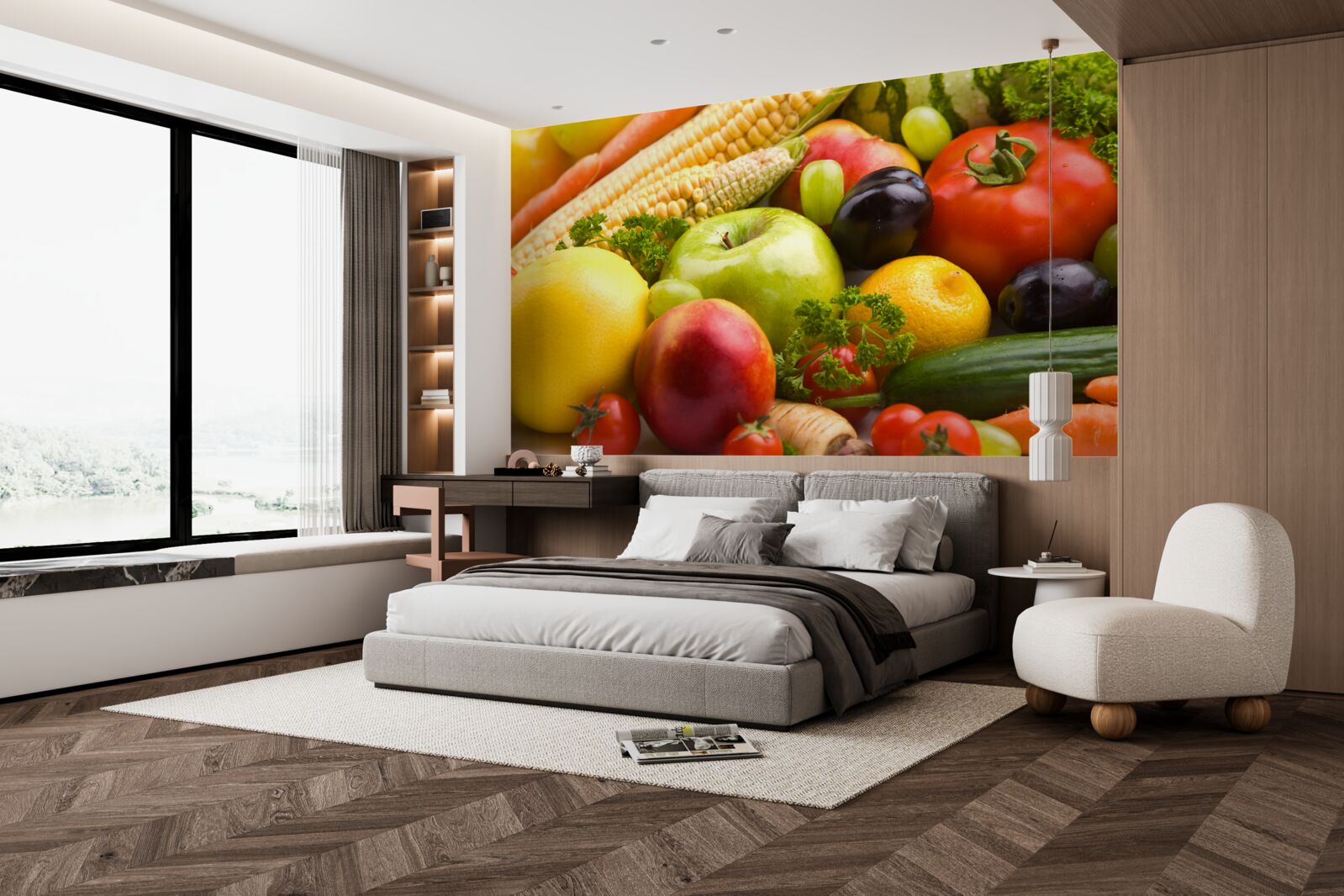 Fototapet fructe și legume aranjate