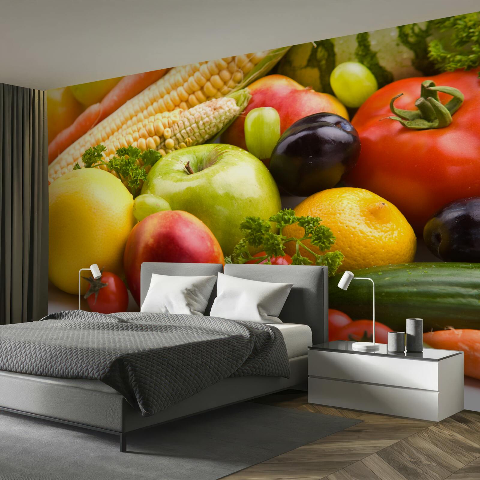 Fototapet fructe și legume aranjate