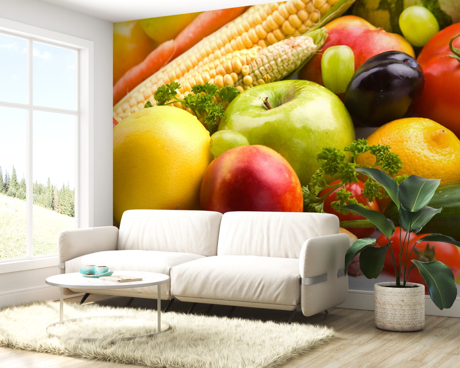 Fototapet fructe și legume aranjate