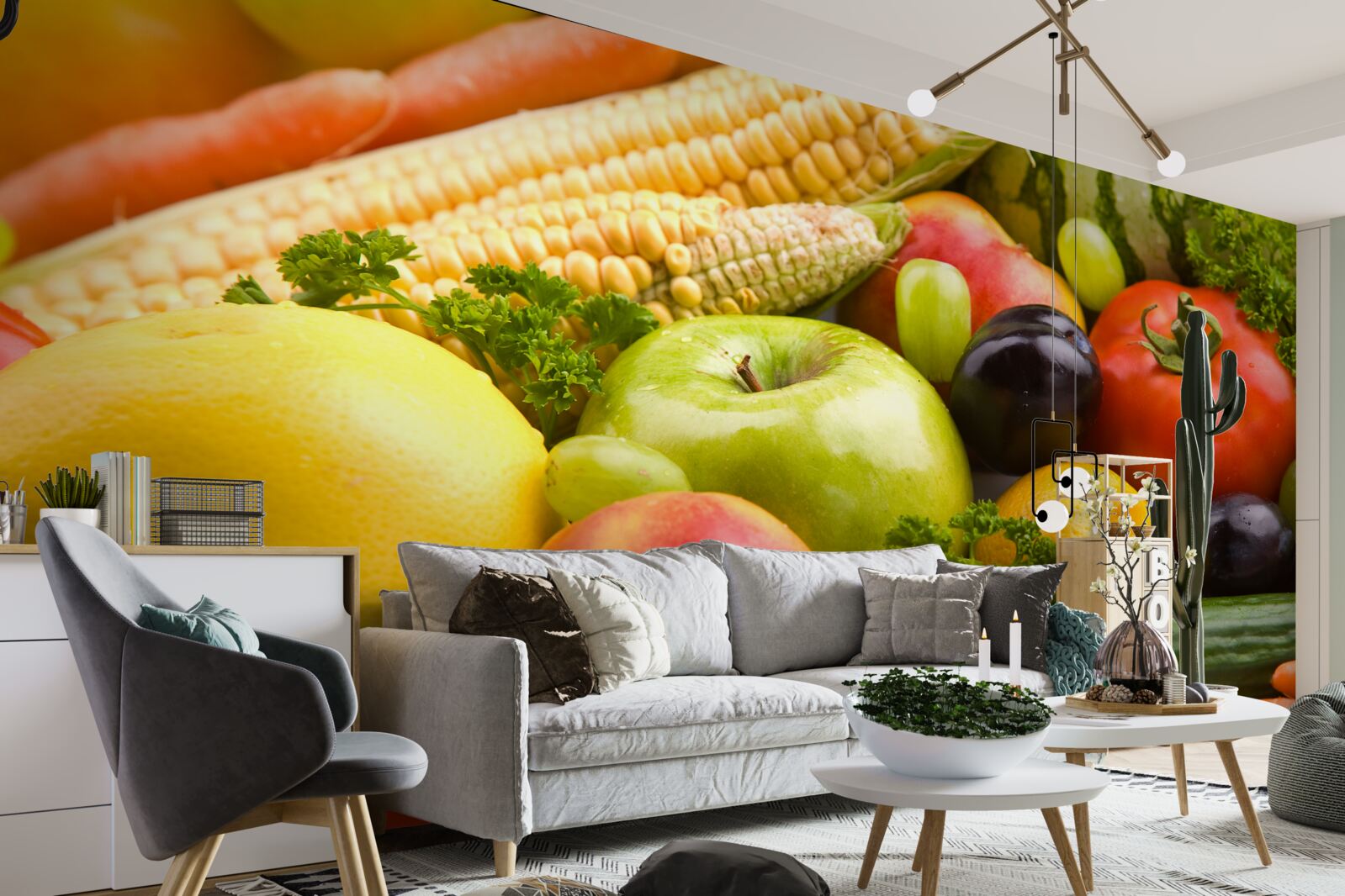 Fototapet fructe și legume aranjate