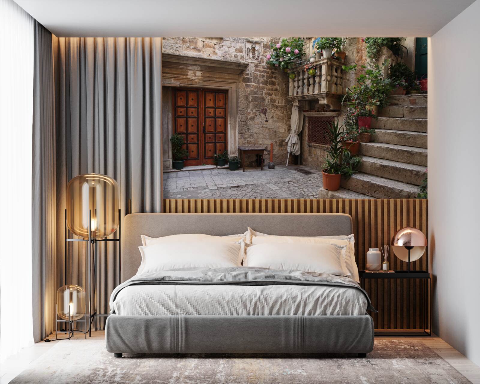 Fototapet trepte ale scării istorice în curte