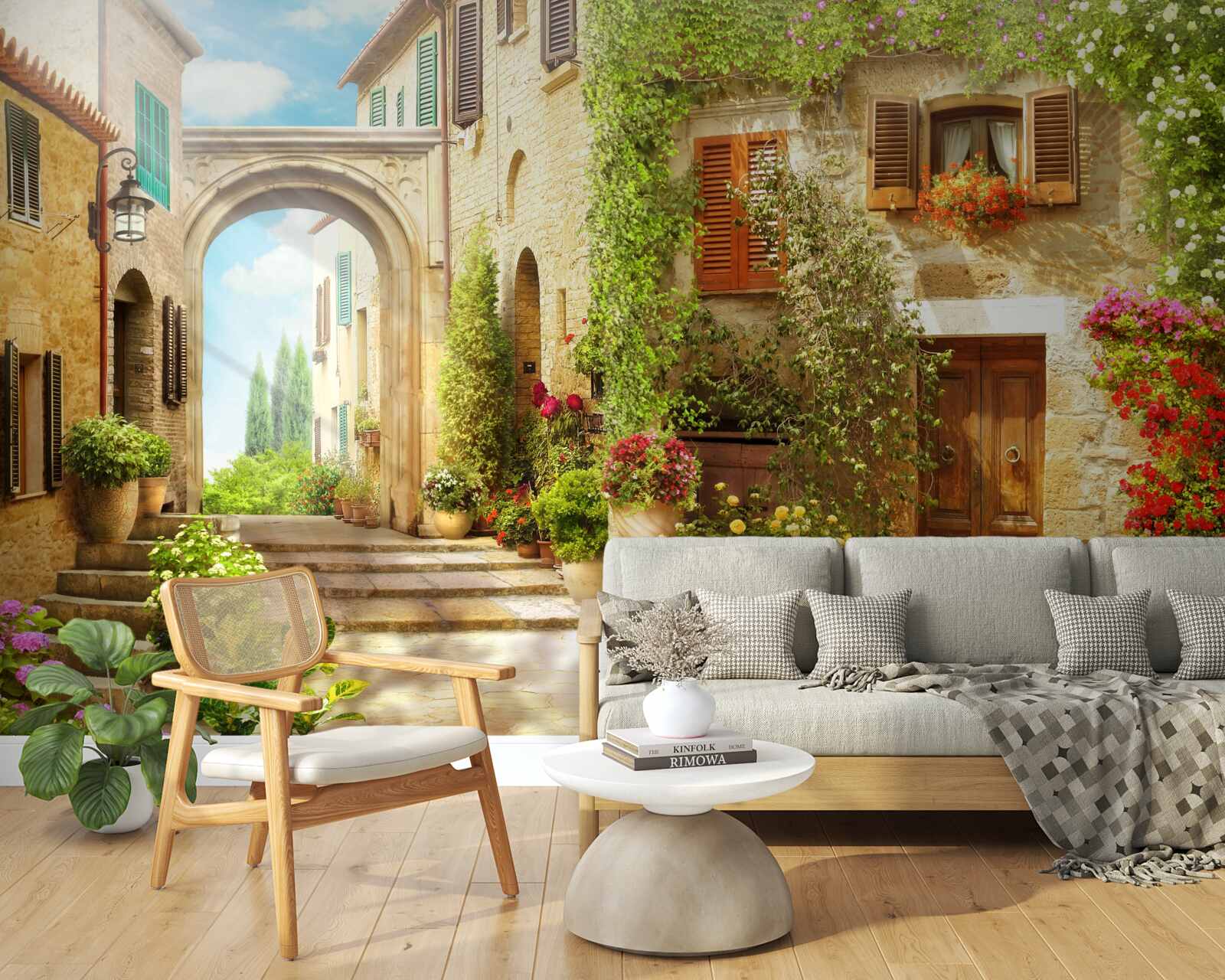 Fototapet colț de flori în stradă