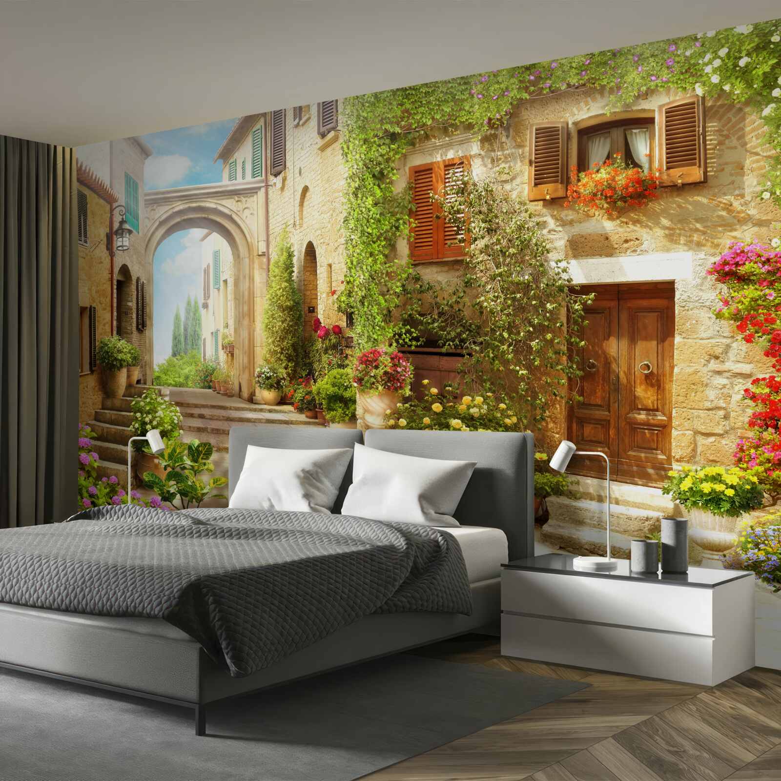 Fototapet colț de flori în stradă