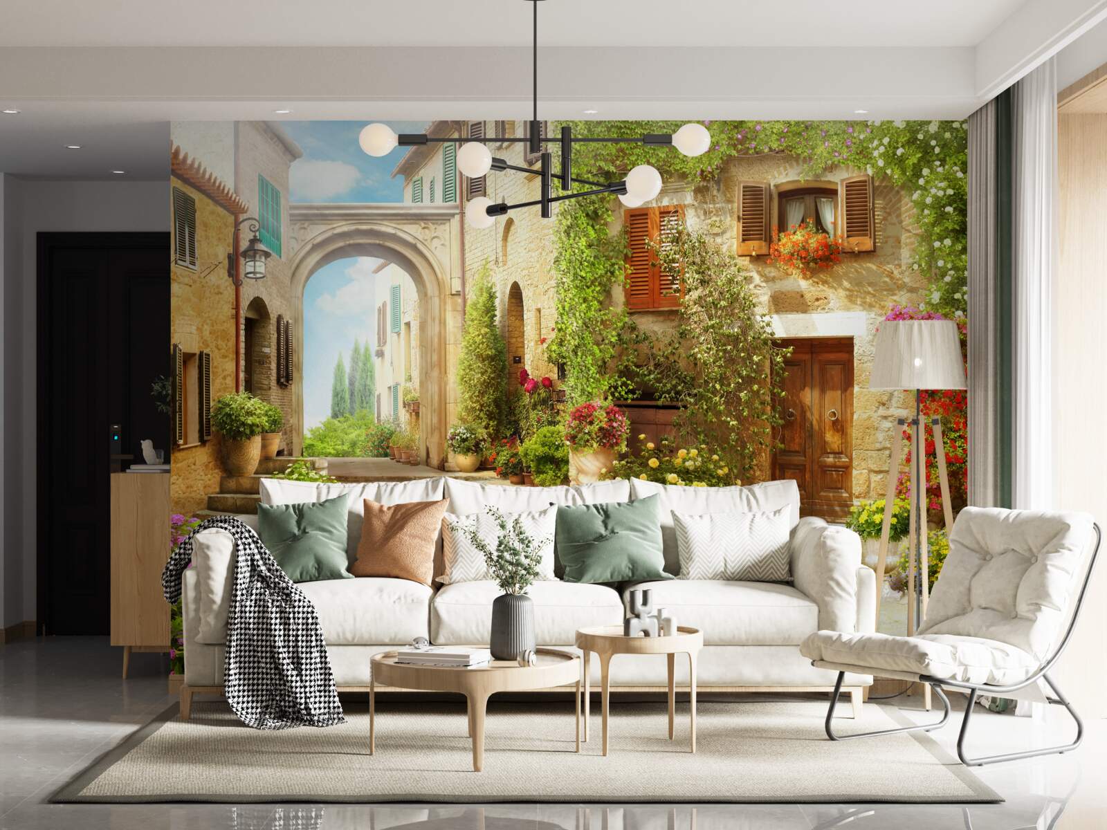 Fototapet colț de flori în stradă