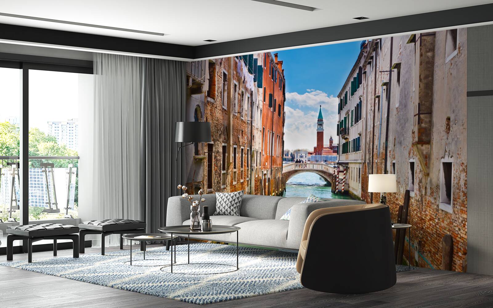 Fototapet vedere a castelului venețian dinspre canal