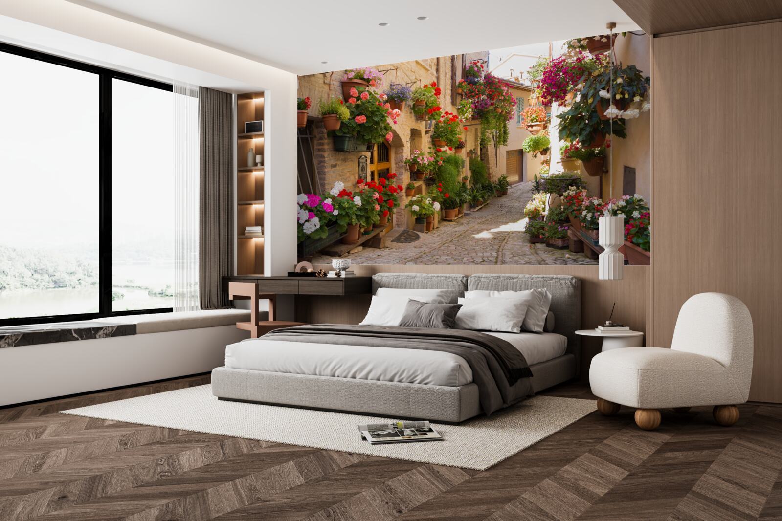 Fototapet flori naturale pe o stradă istorică