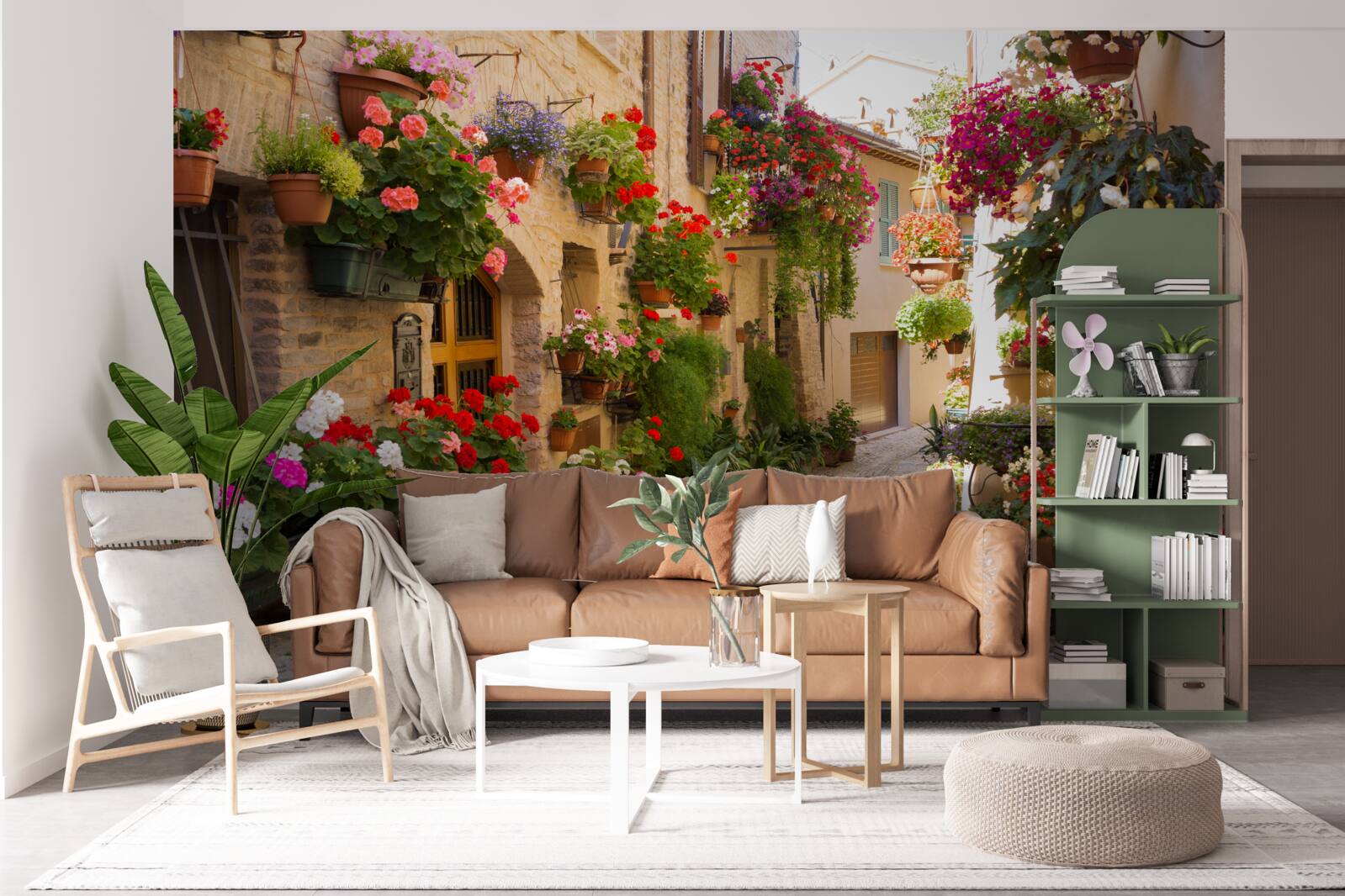 Fototapet flori naturale pe o stradă istorică