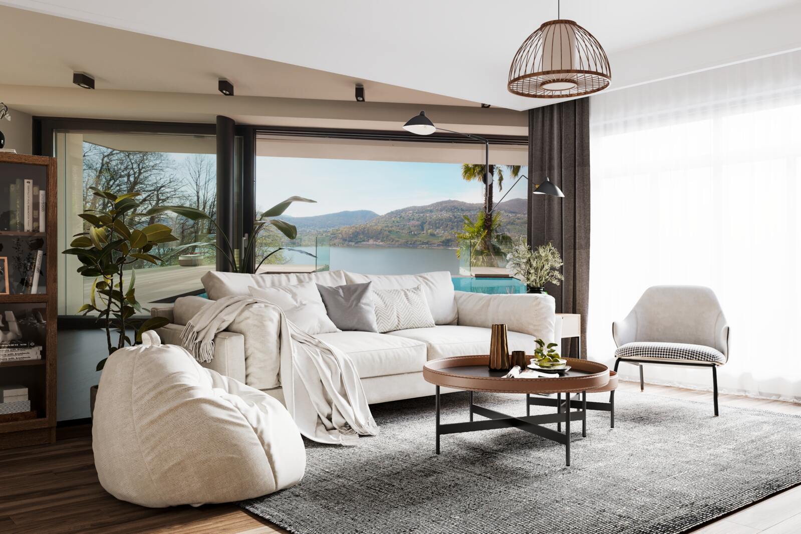 Fototapet piscină exclusivistă cu vedere panoramică la lanțul muntos