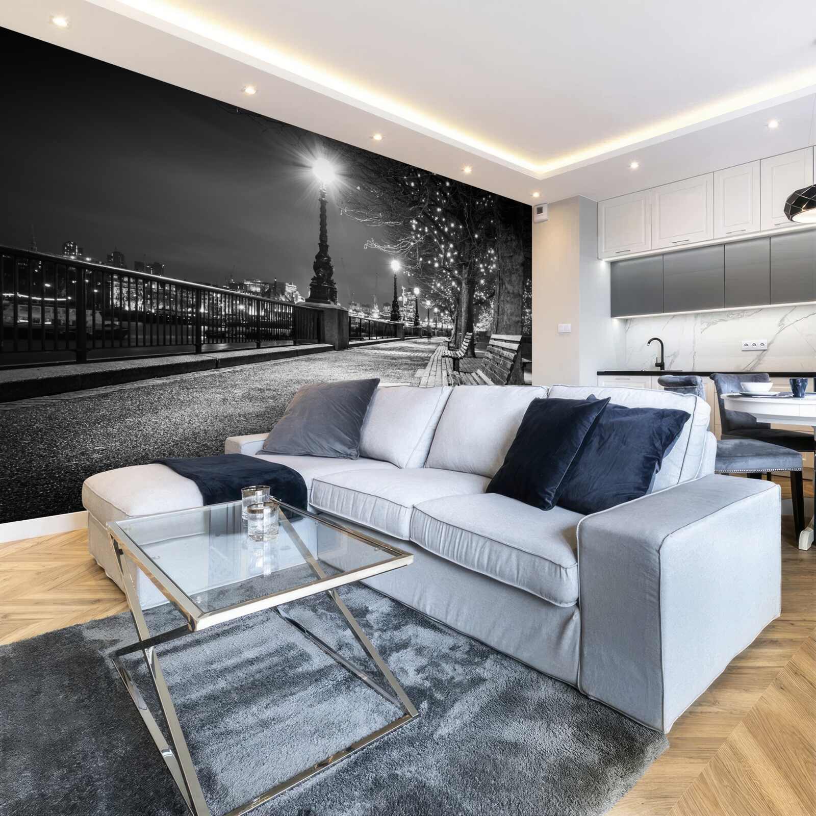 Fototapet terasamentul în alb și negru este gol