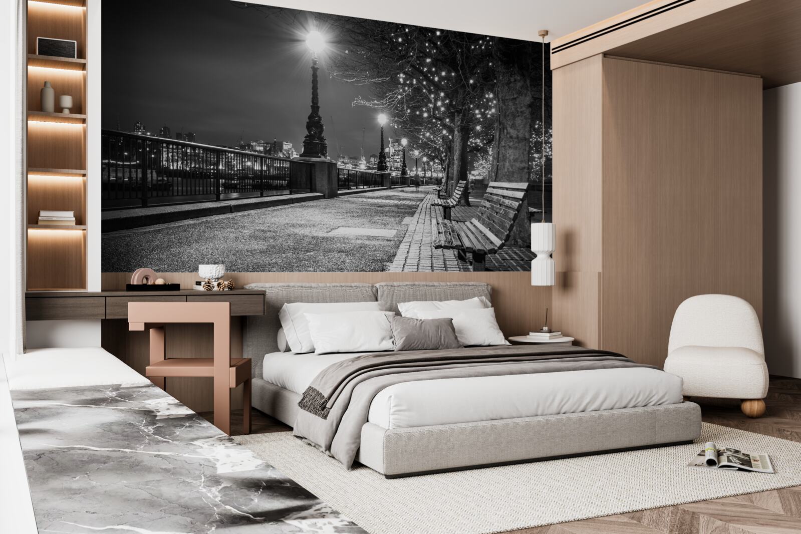 Fototapet terasamentul în alb și negru este gol