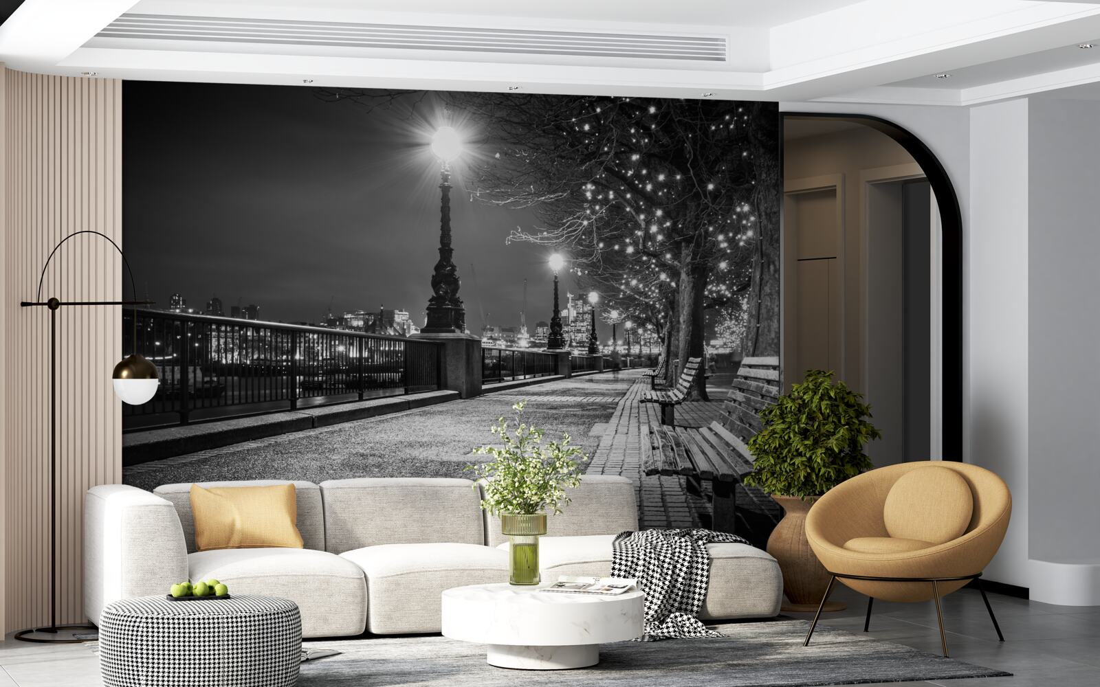 Fototapet terasamentul în alb și negru este gol