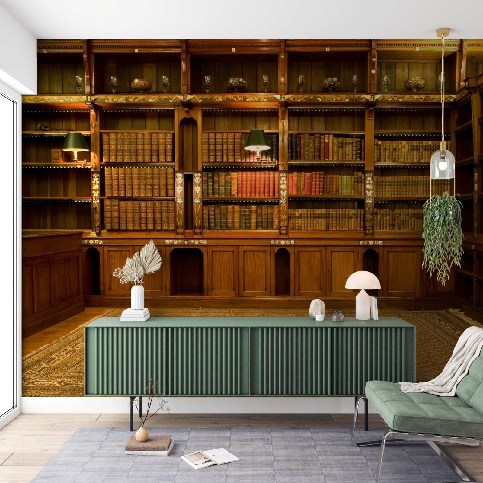 Fototapet bibliotecă plină de cărți vechi