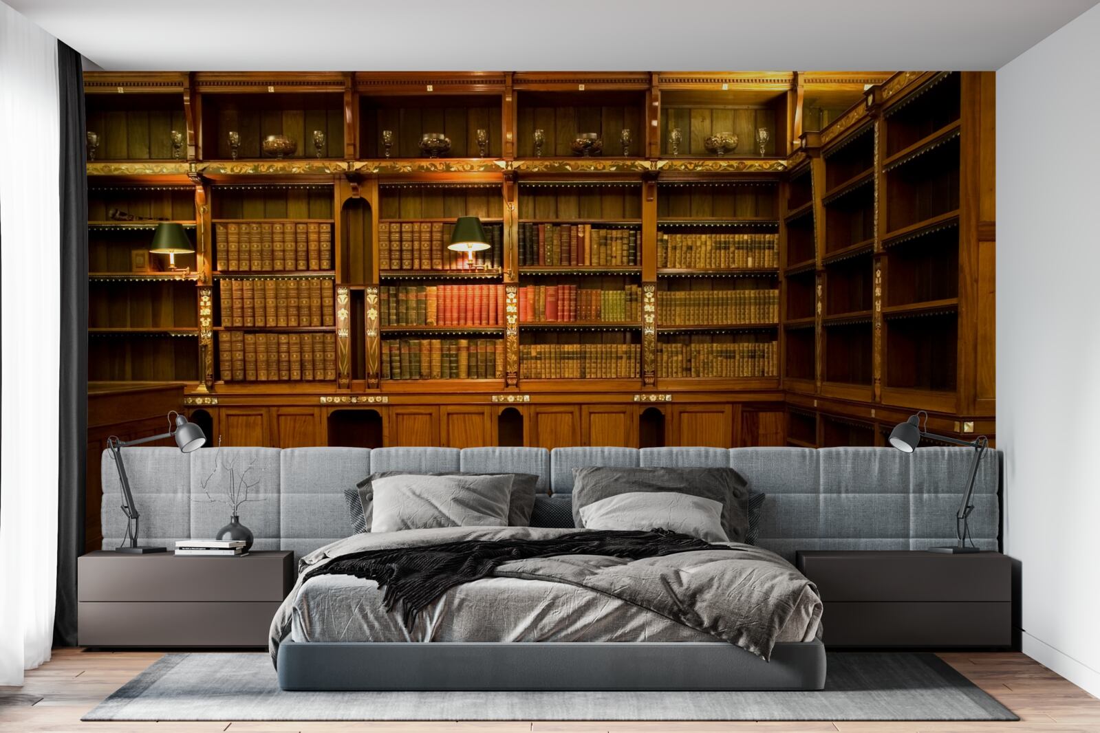 Fototapet bibliotecă plină de cărți vechi