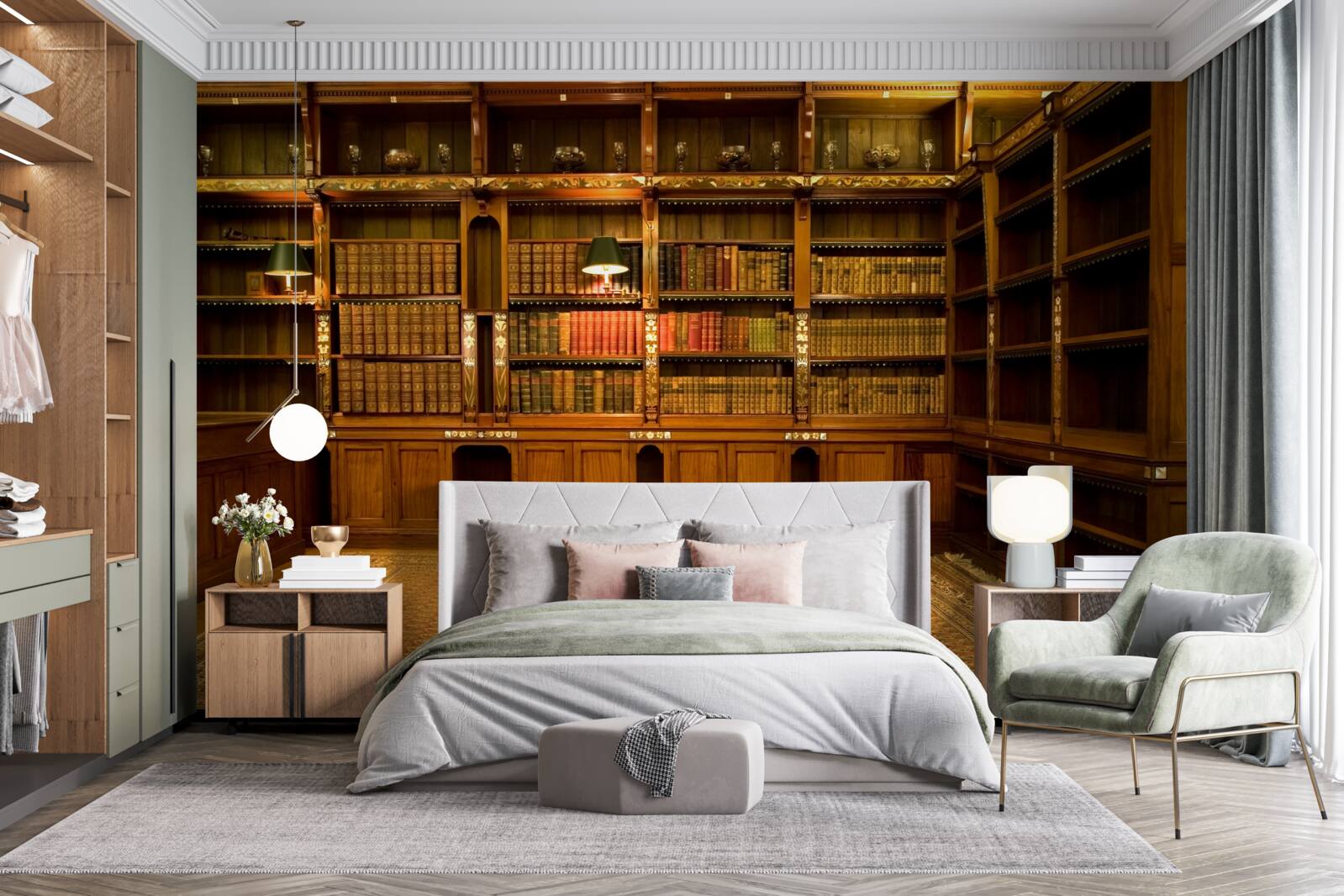 Fototapet bibliotecă plină de cărți vechi