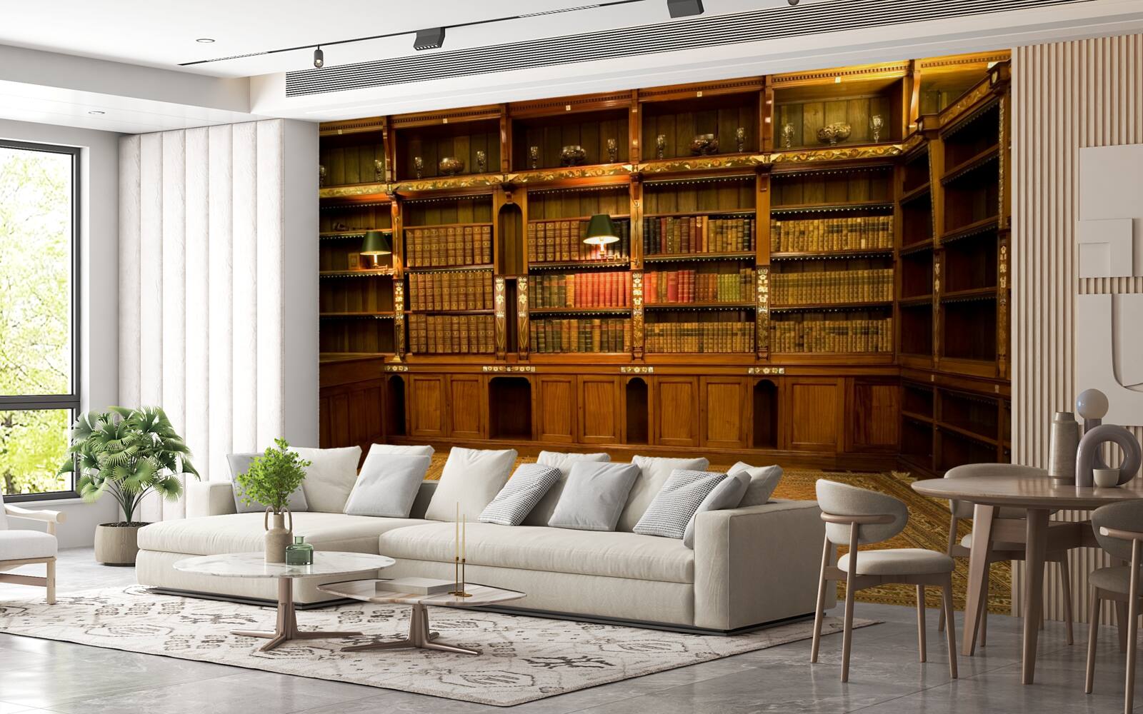 Fototapet bibliotecă plină de cărți vechi