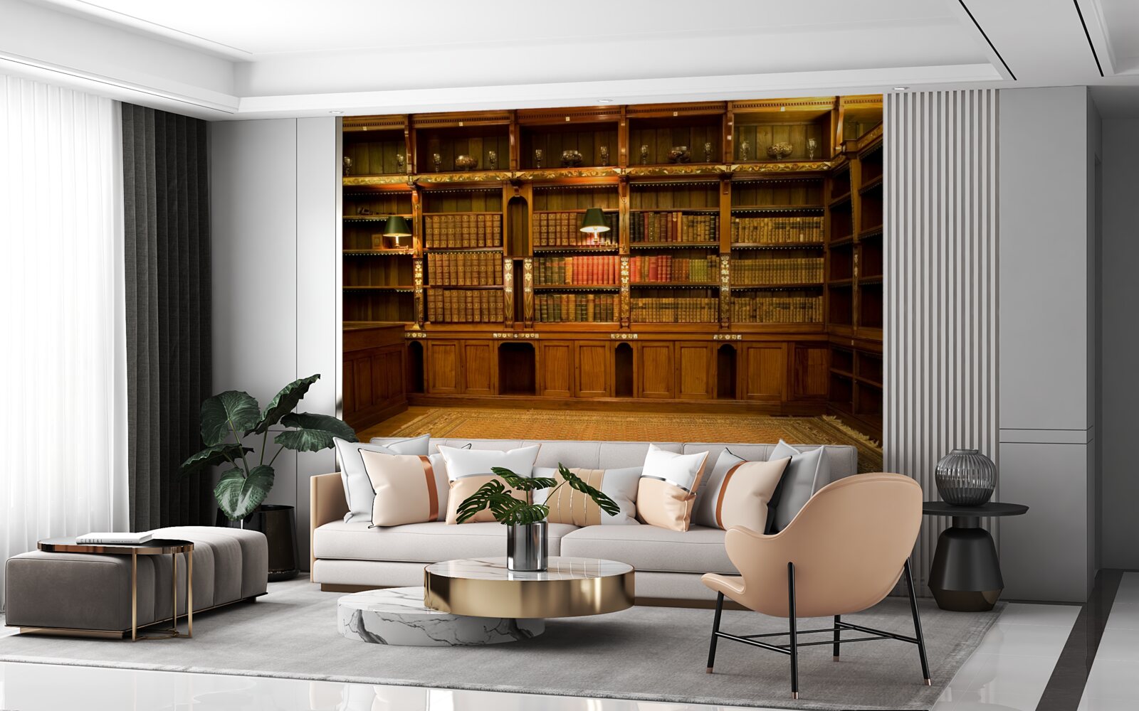 Fototapet bibliotecă plină de cărți vechi