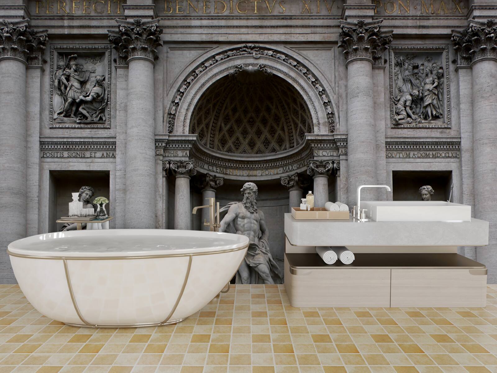 Fototapet statui fântână treves