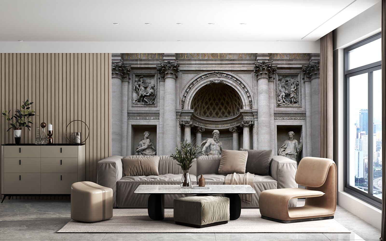 Fototapet statui fântână treves