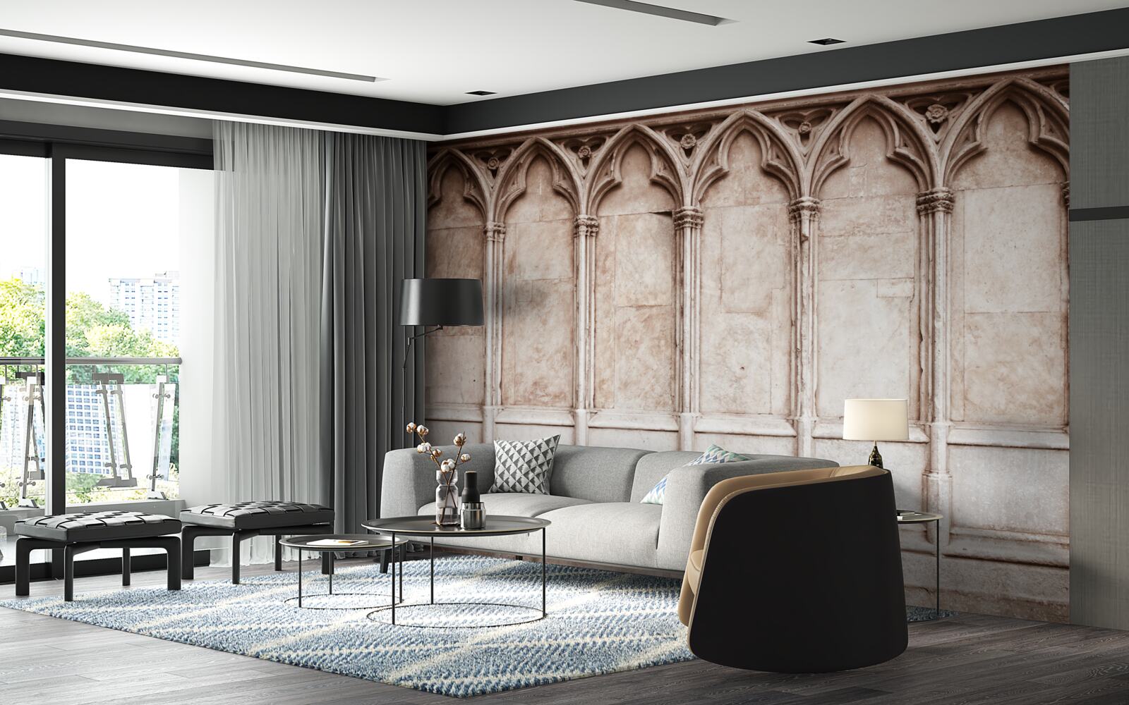 Fototapet arce de piatră în stil gotic