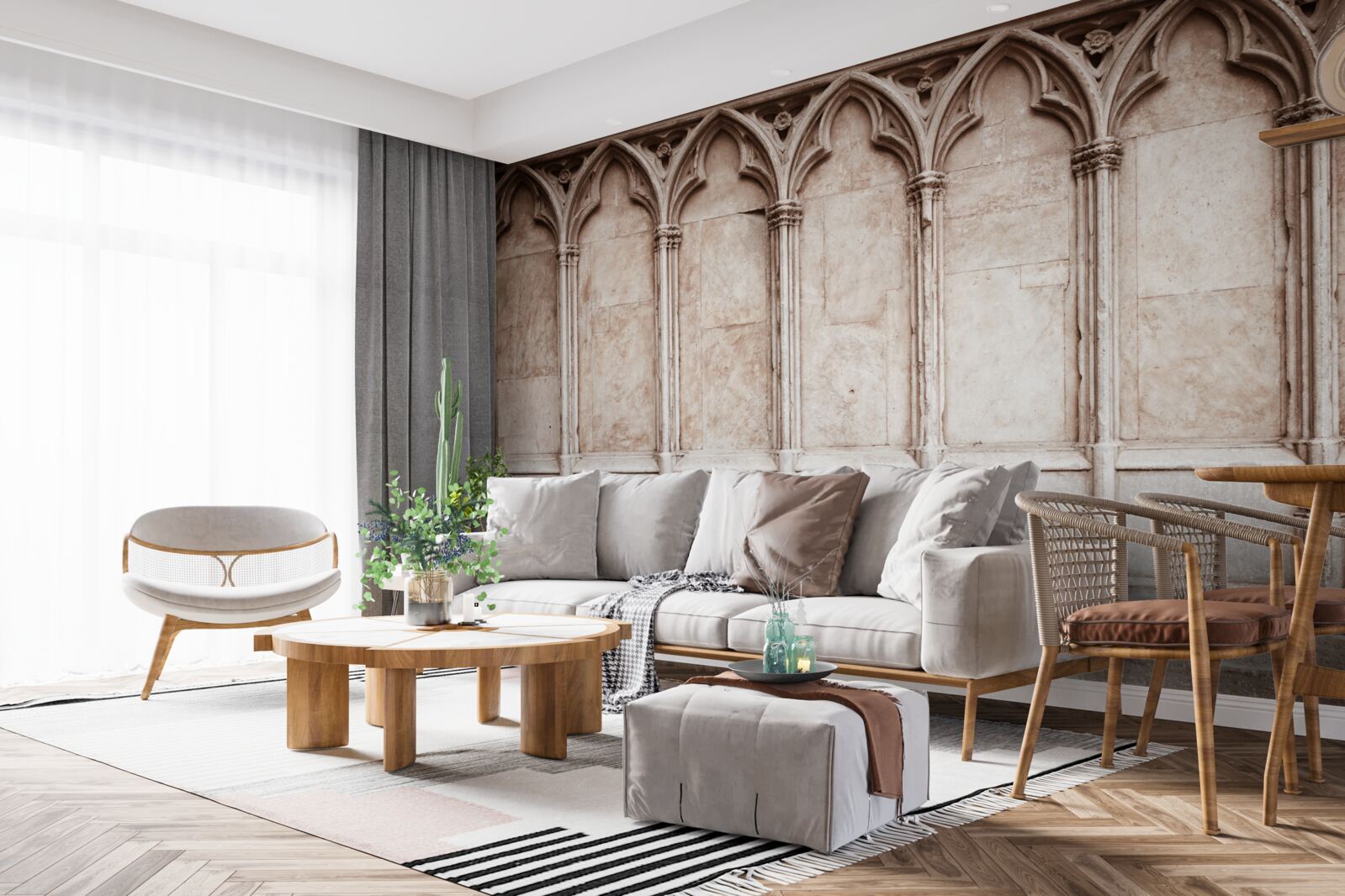 Fototapet arce de piatră în stil gotic