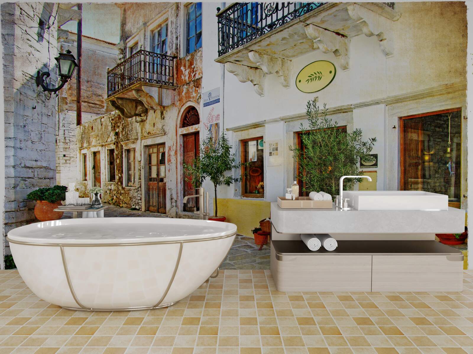 Fototapet faceți cumpărături pe vechea stradă comercială