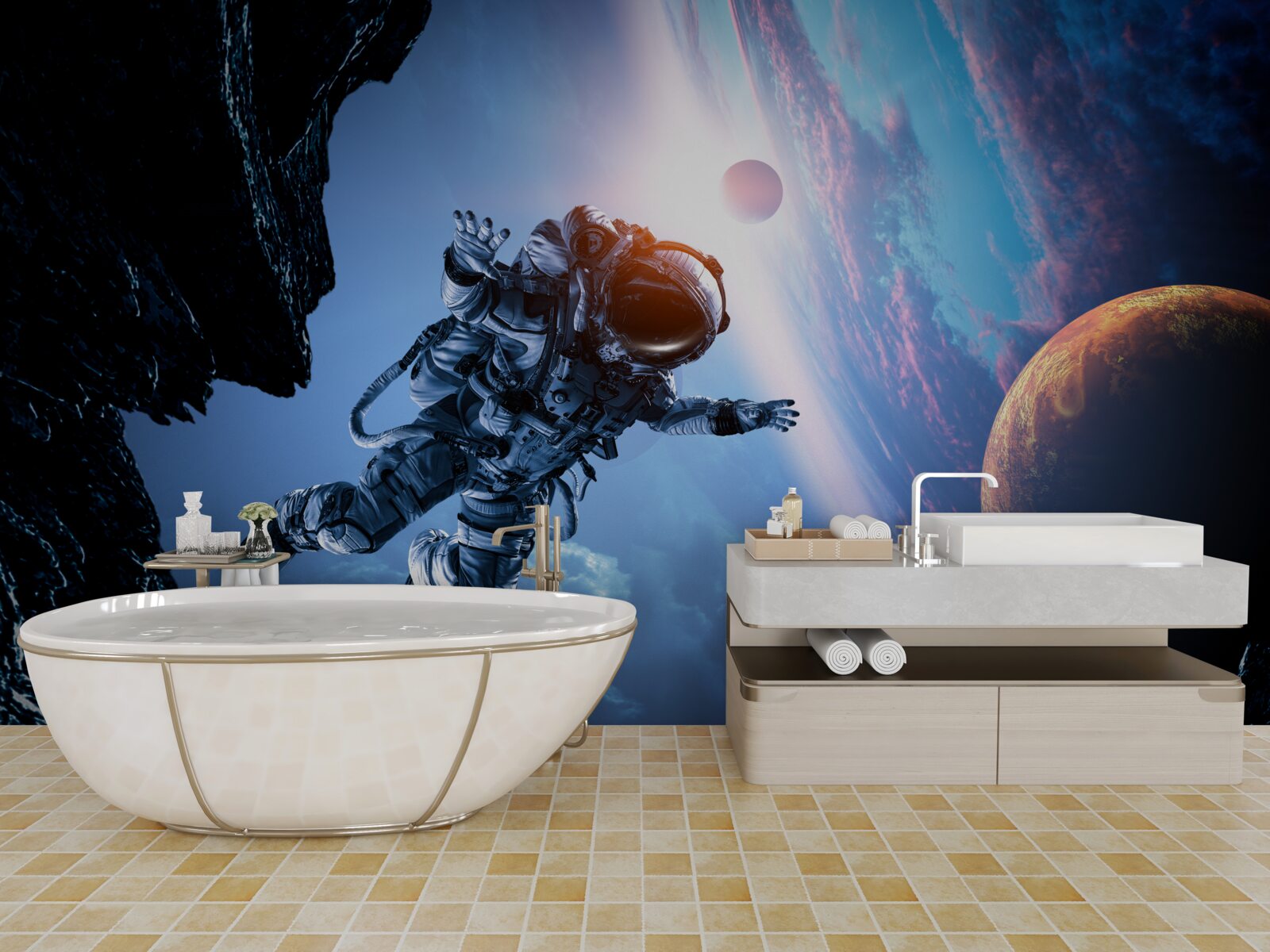 Fototapet astronaut în univers