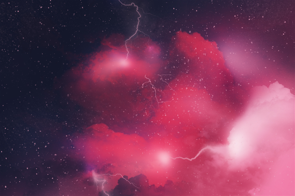Fototapet fulgere de tunet în spațiul cărămiziu