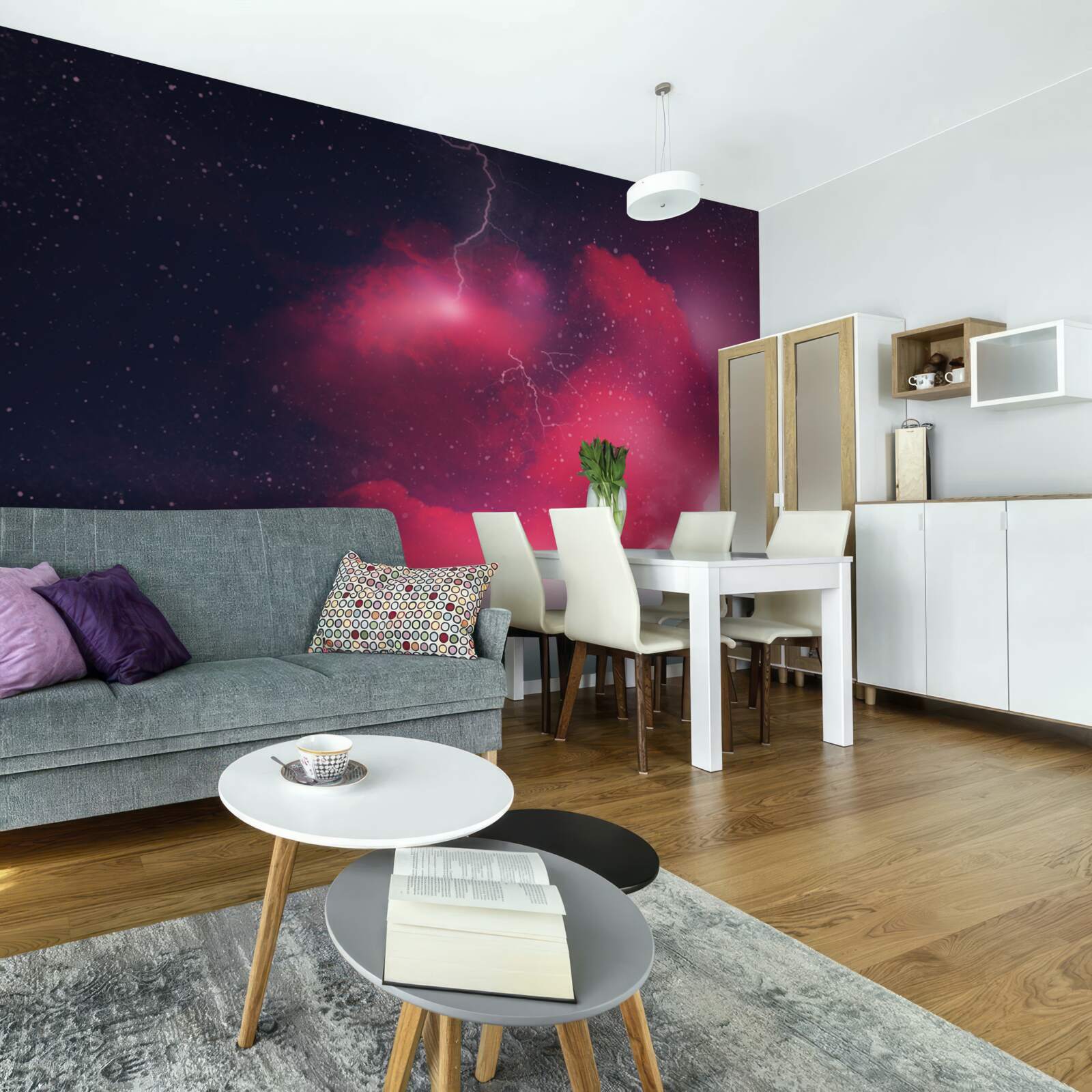 Fototapet fulgere de tunet în spațiul cărămiziu