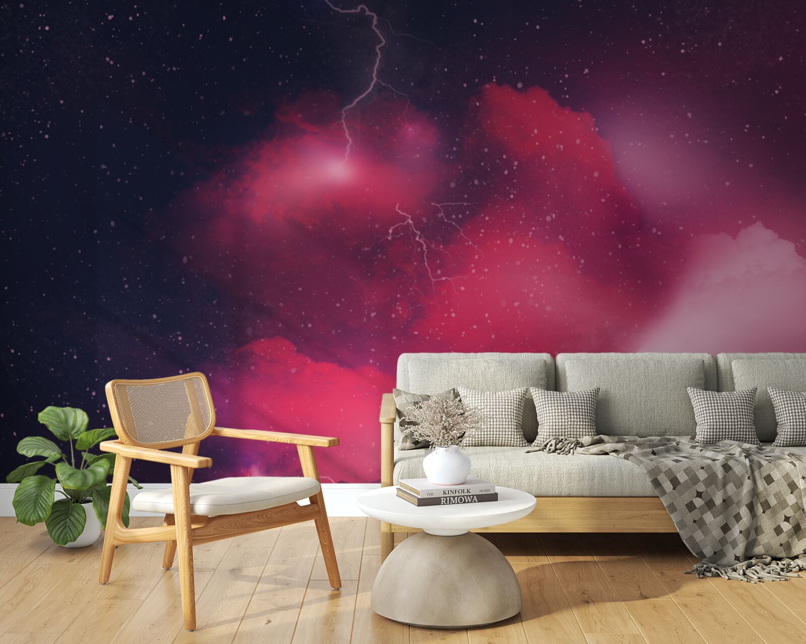 Fototapet fulgere de tunet în spațiul cărămiziu