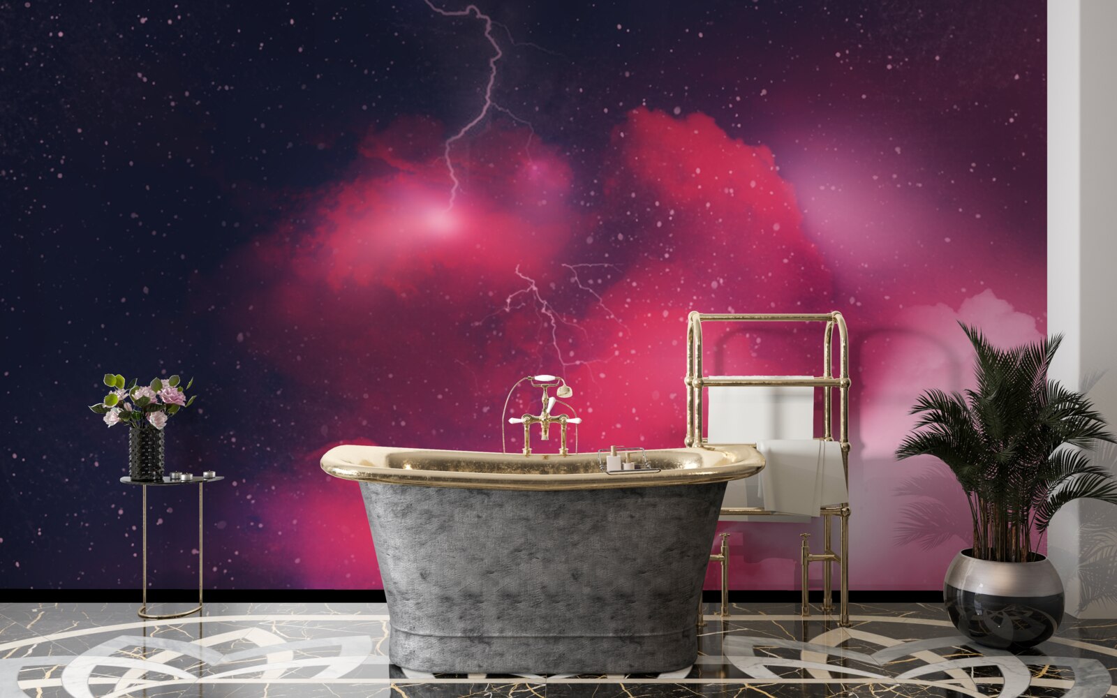 Fototapet fulgere de tunet în spațiul cărămiziu