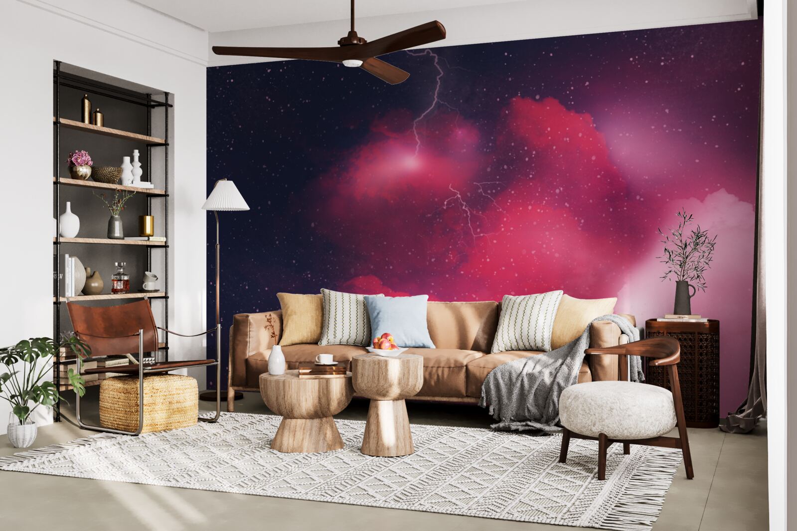 Fototapet fulgere de tunet în spațiul cărămiziu